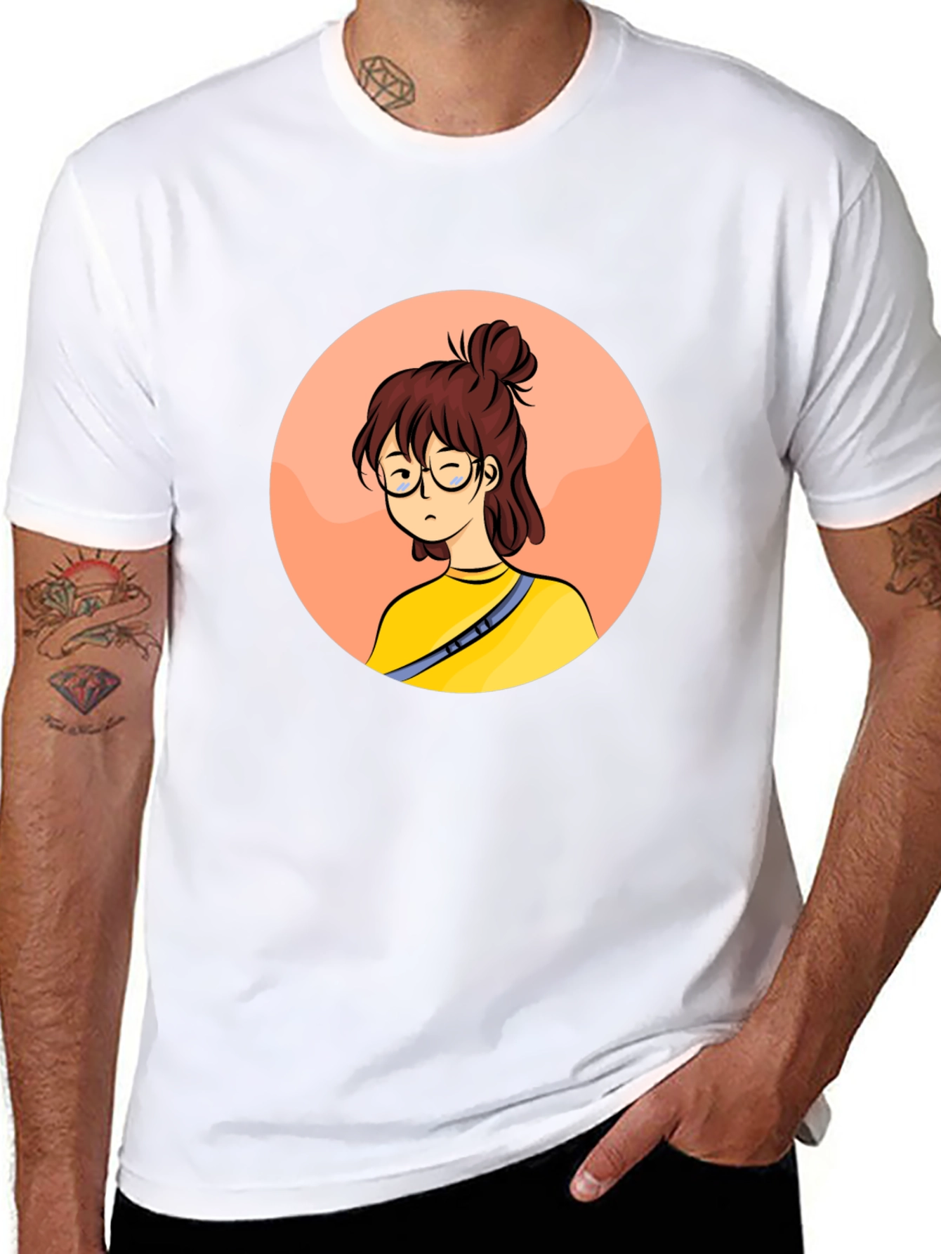Cartoon Girl Graphic Black T-Shirt