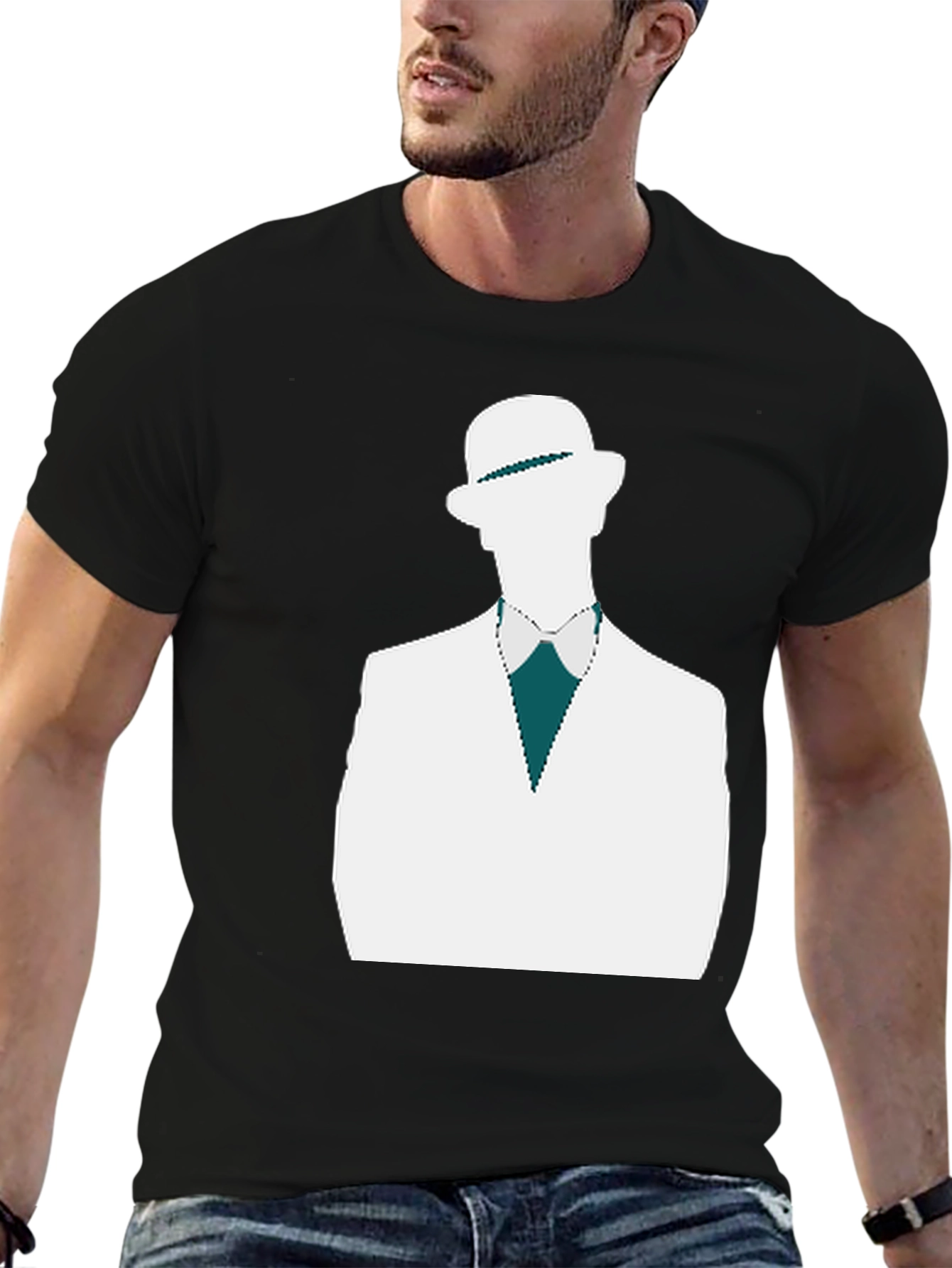 Stylish Black T-Shirt with Dapper Silhouette Design