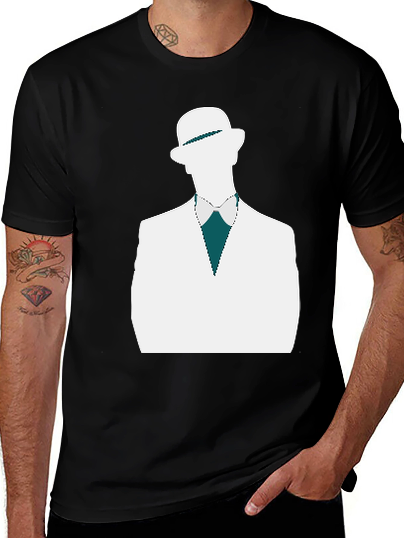 Stylish Black T-Shirt with Dapper Silhouette Design