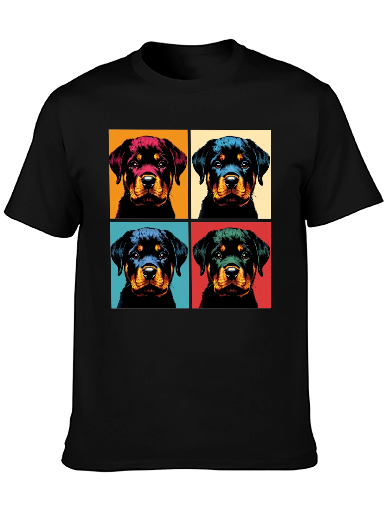 Rottweiler Pop Art Black T-Shirt