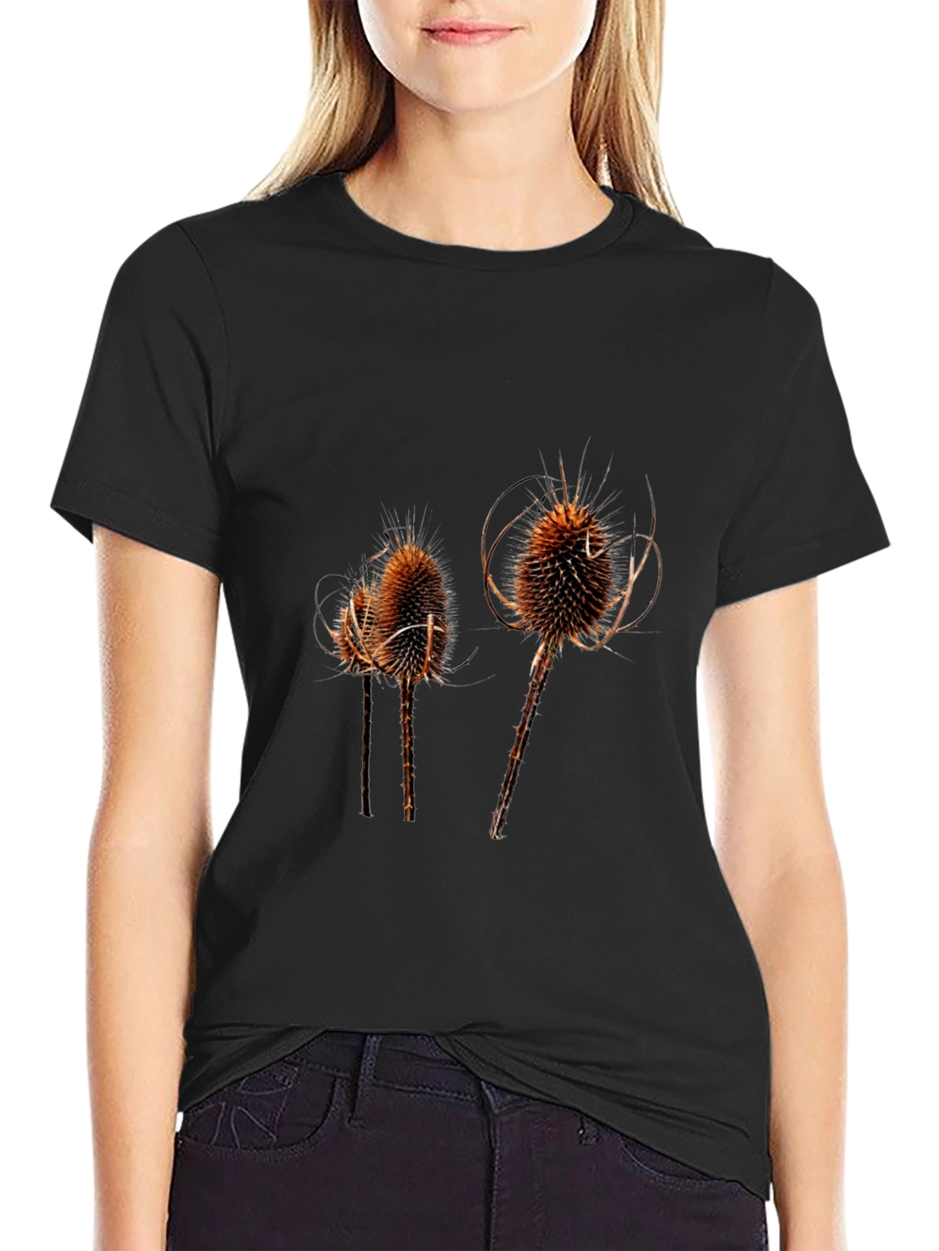 Thistle Print Black T-Shirt for Men