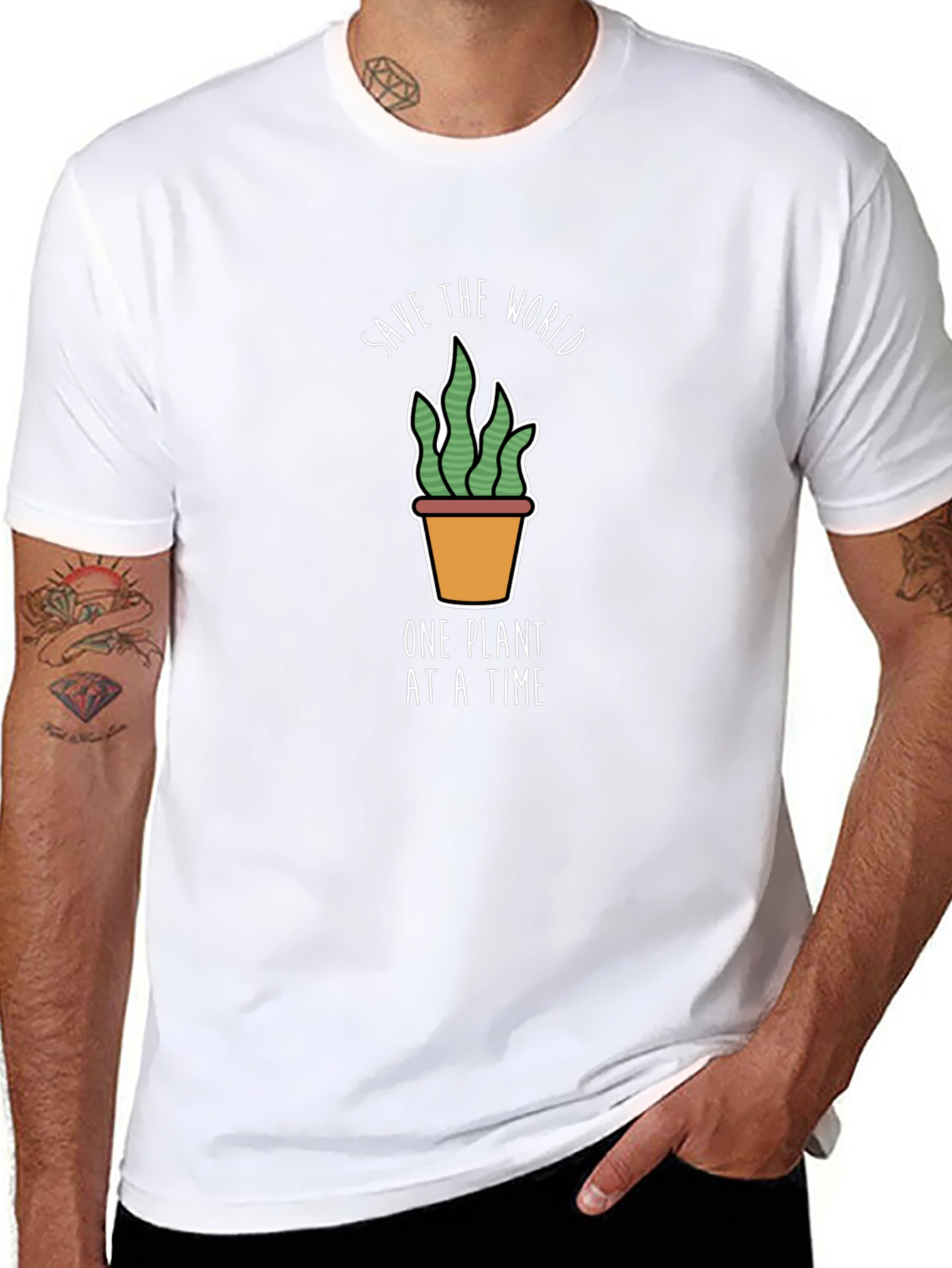 Eco-Friendly Save the World Plant Graphic T-Shirt