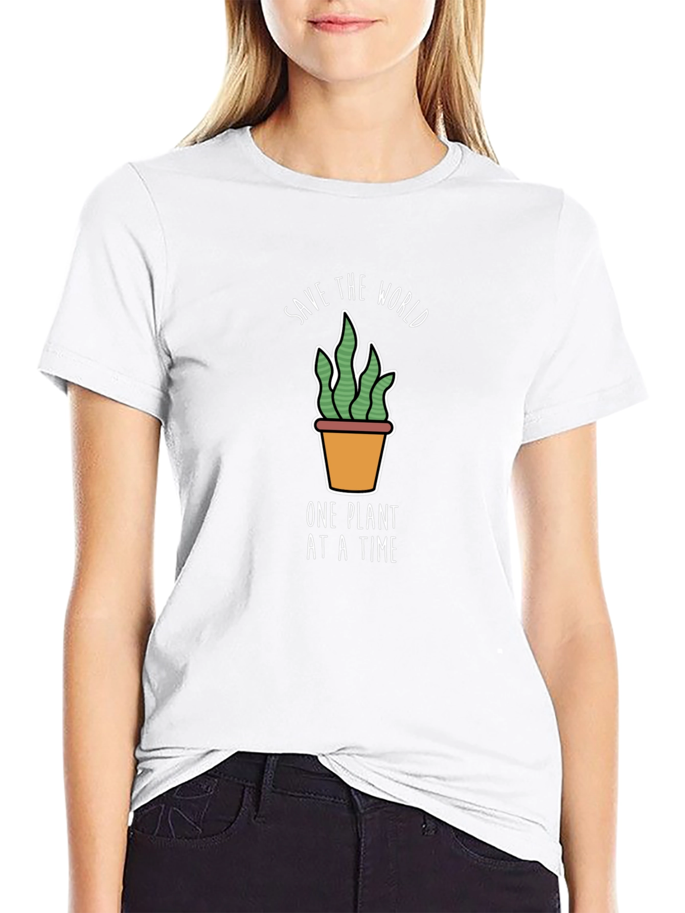 Eco-Friendly Save the World Plant Graphic T-Shirt