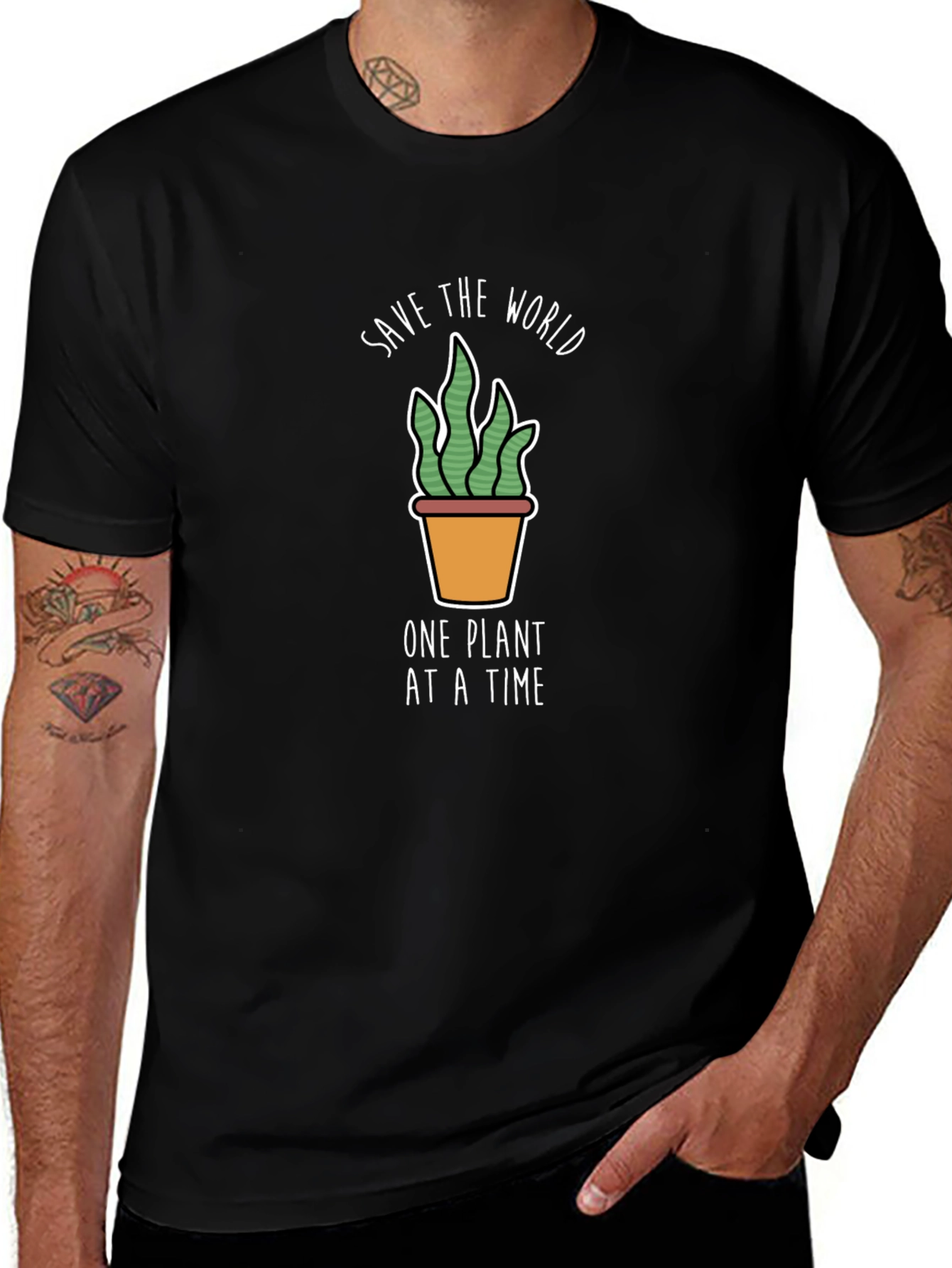 Eco-Friendly Save the World Plant Graphic T-Shirt