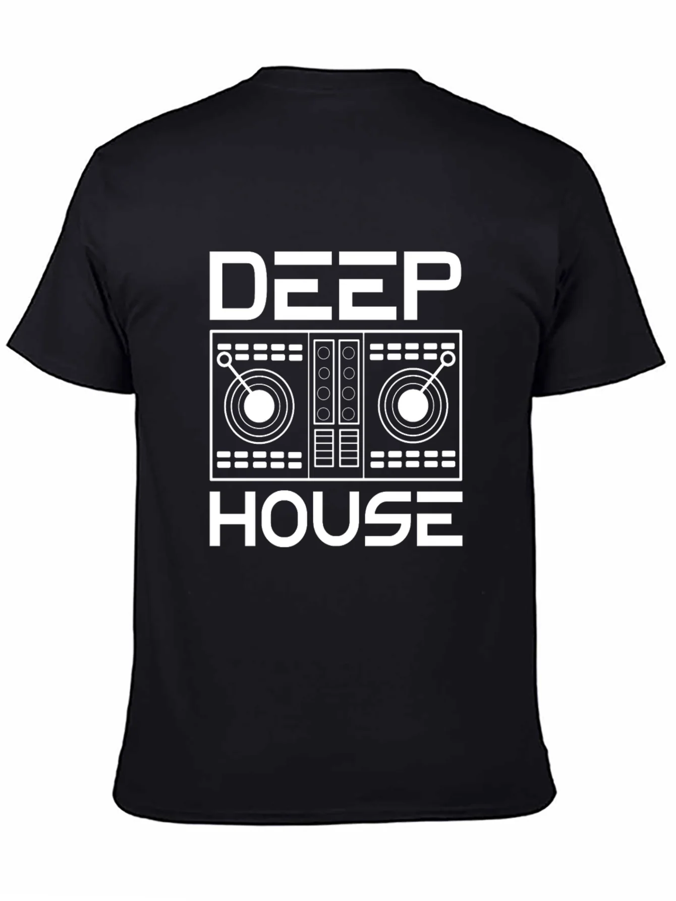 Deep House Music Graphic Tee - Black Cotton Shirt