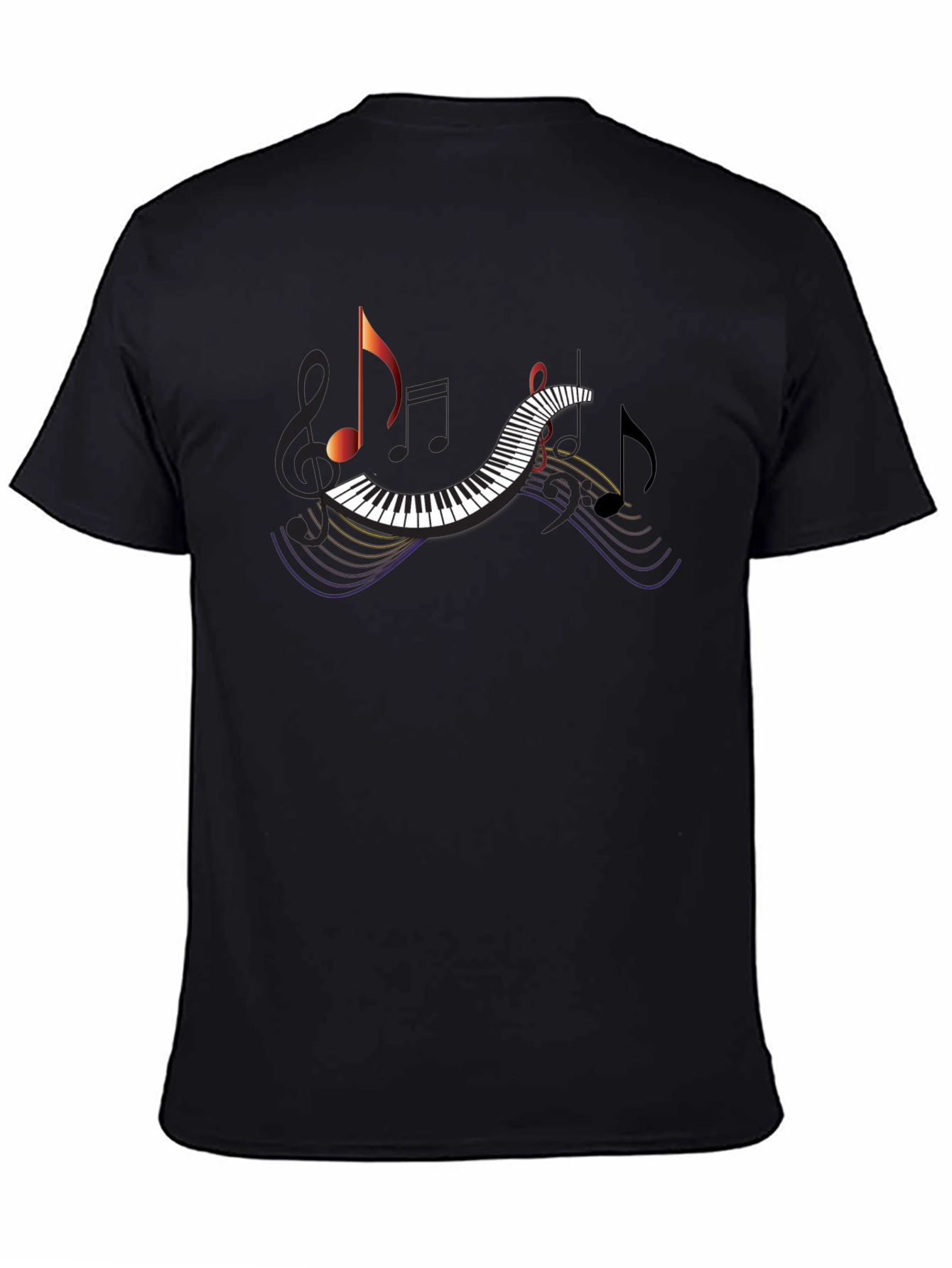 Musical Note Piano T-Shirt - Black