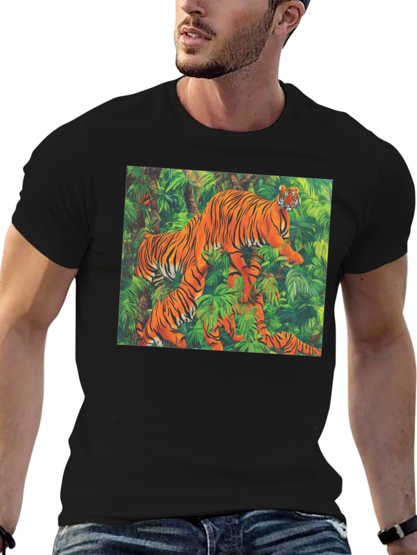 Tiger Jungle Graphic Tee - Unique Animal Print Shirt