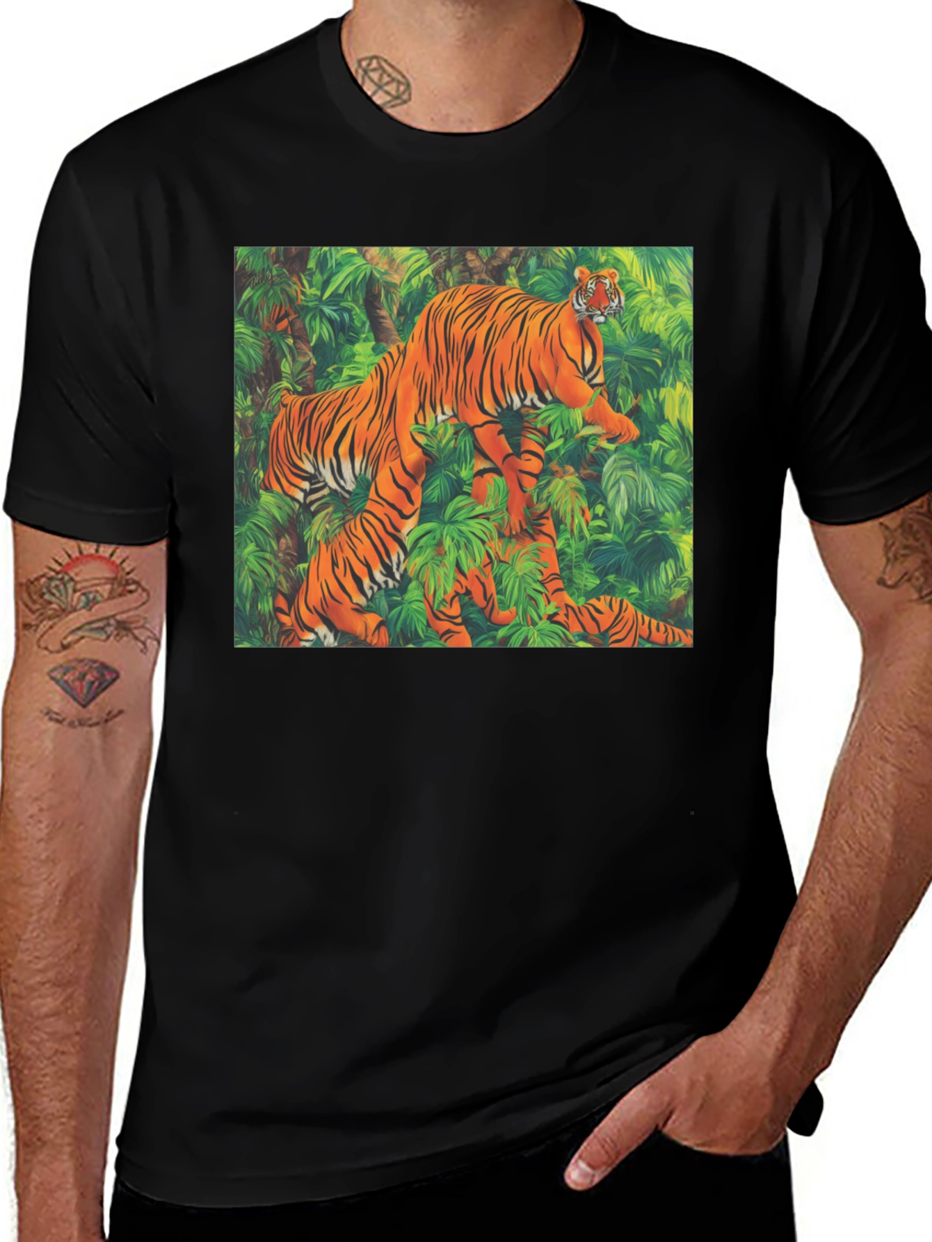 Tiger Jungle Graphic Tee - Unique Animal Print Shirt