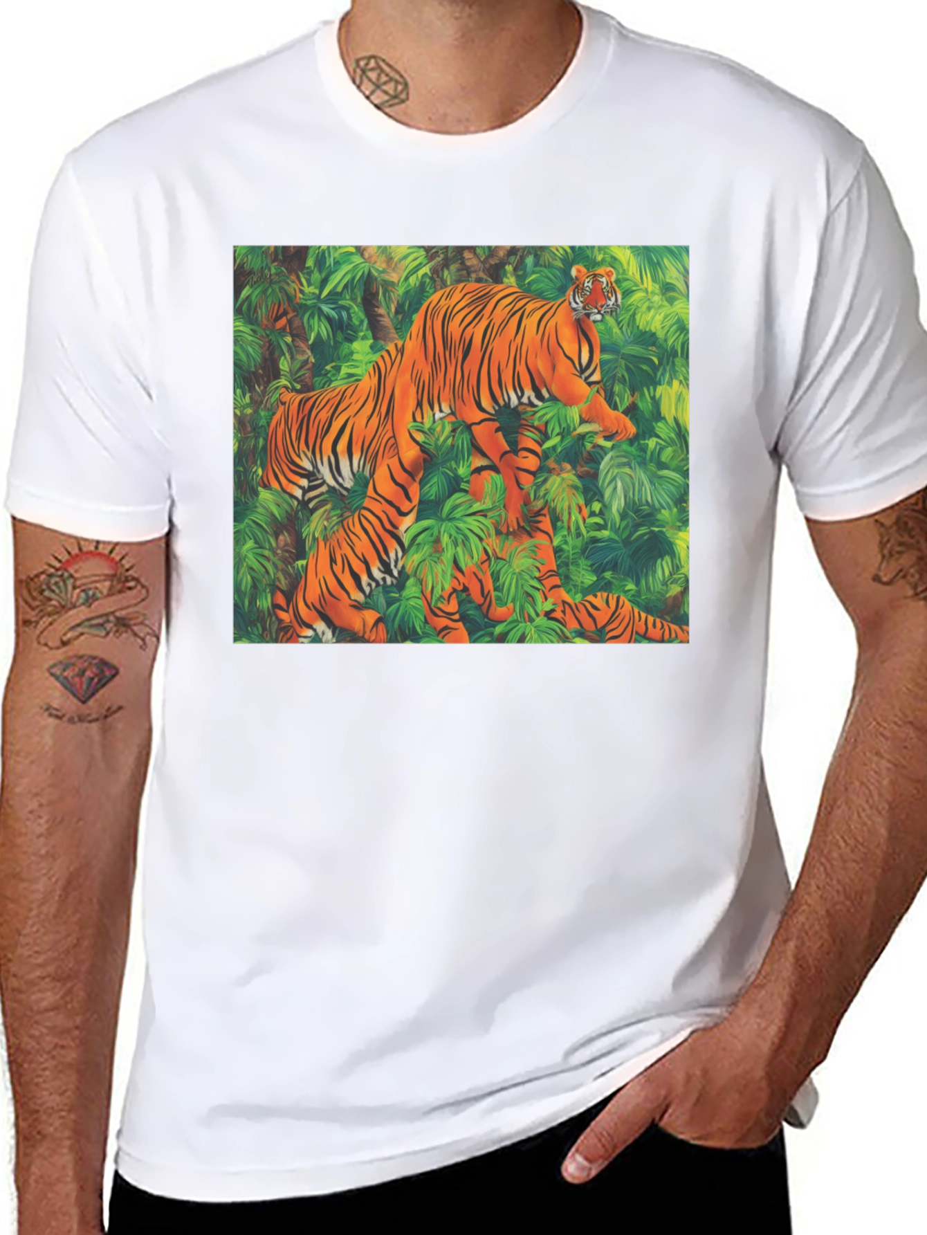 Tiger Jungle Graphic Tee - Unique Animal Print Shirt