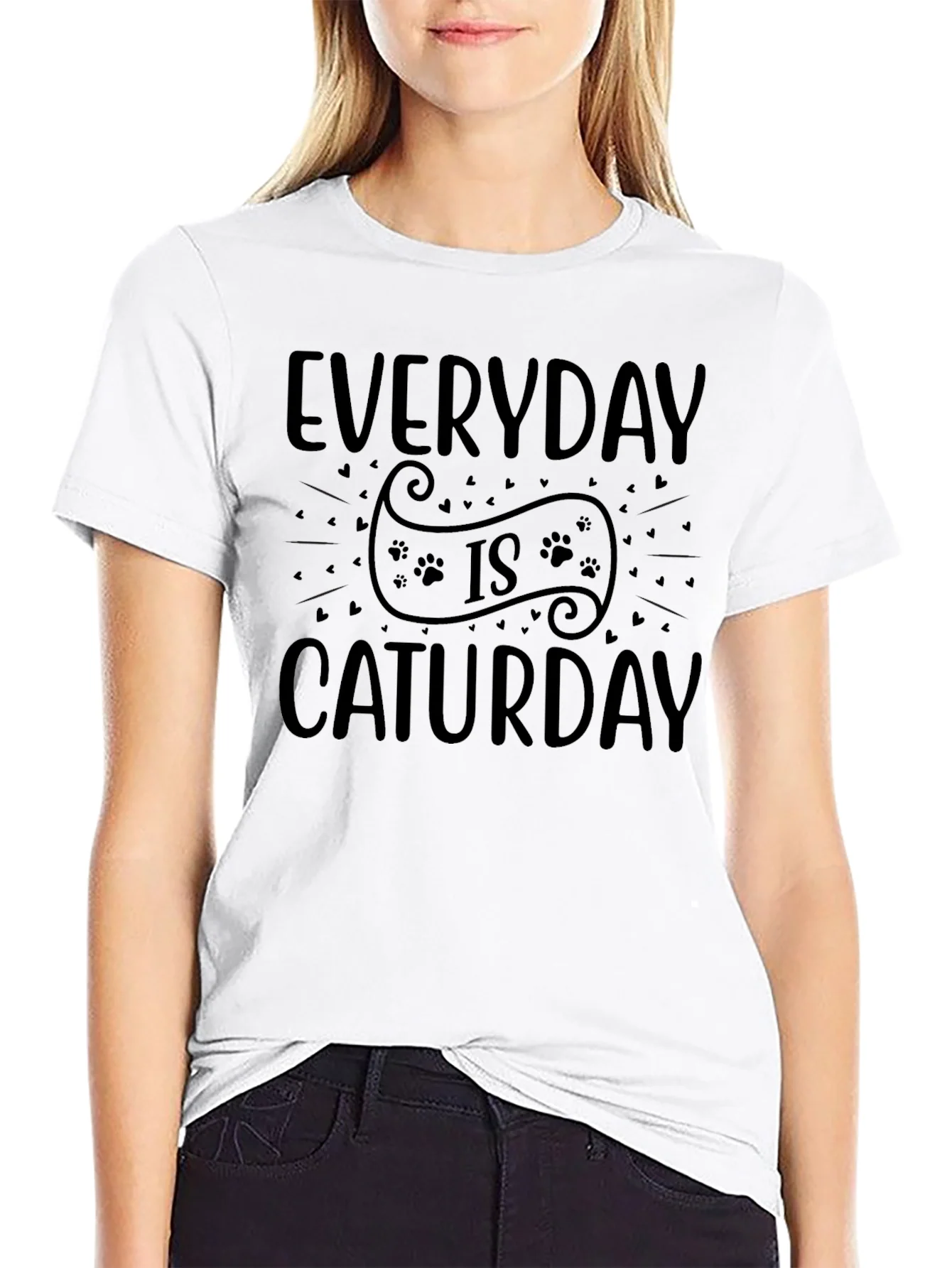 Everyday is Caturday Black Graphic Tee