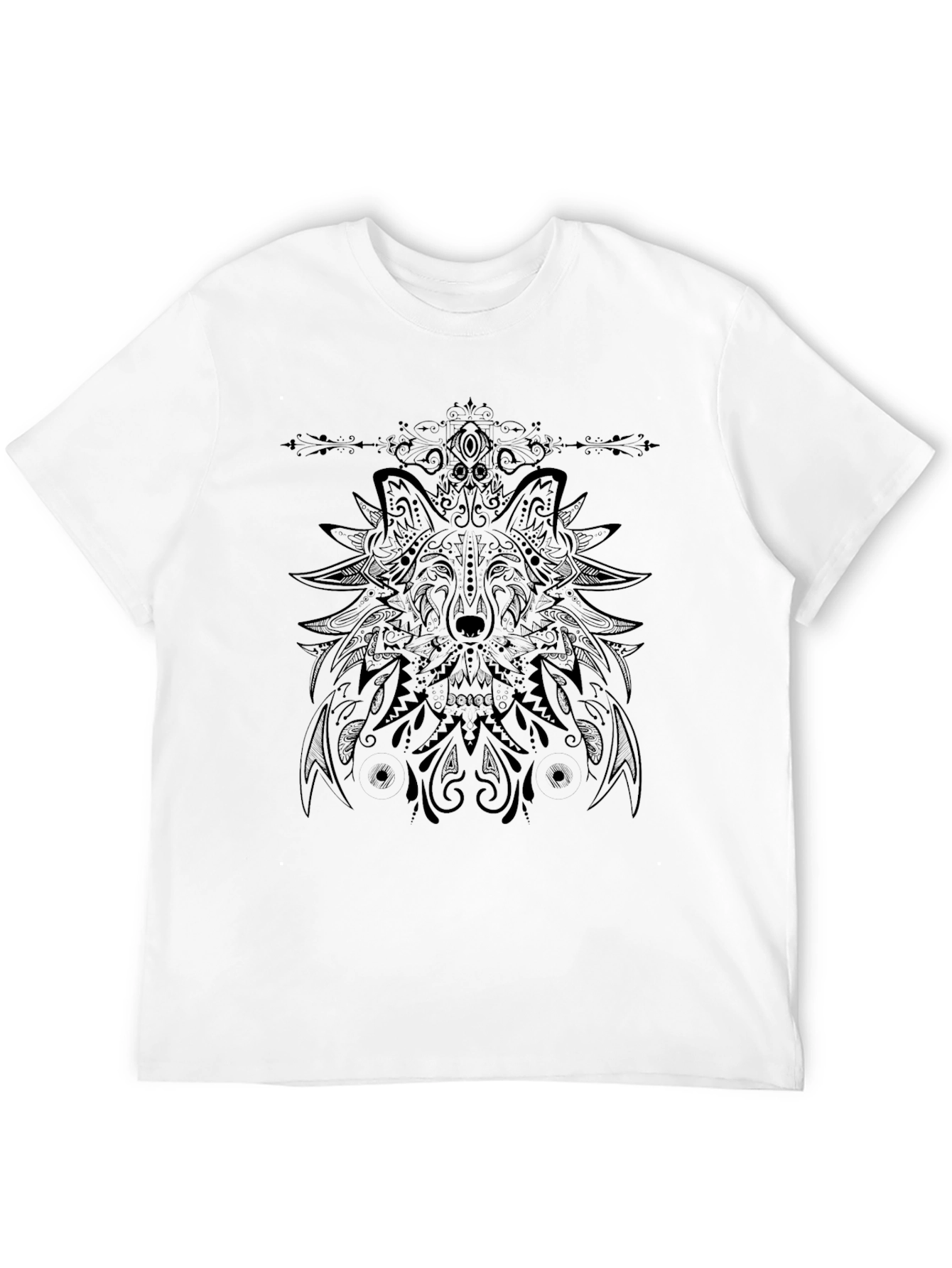 Wolf Mandala Graphic Black T-Shirt