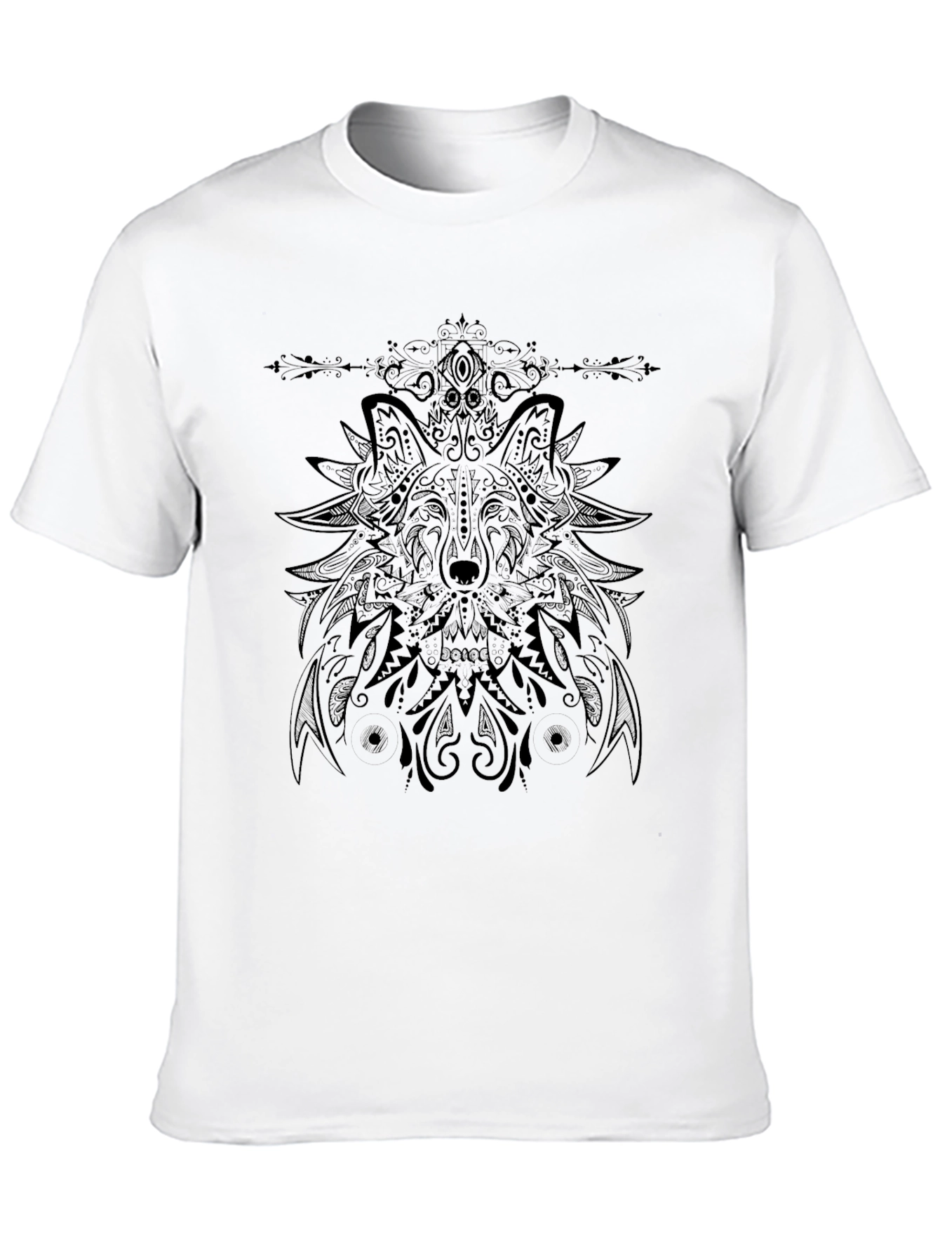 Wolf Mandala Graphic Black T-Shirt
