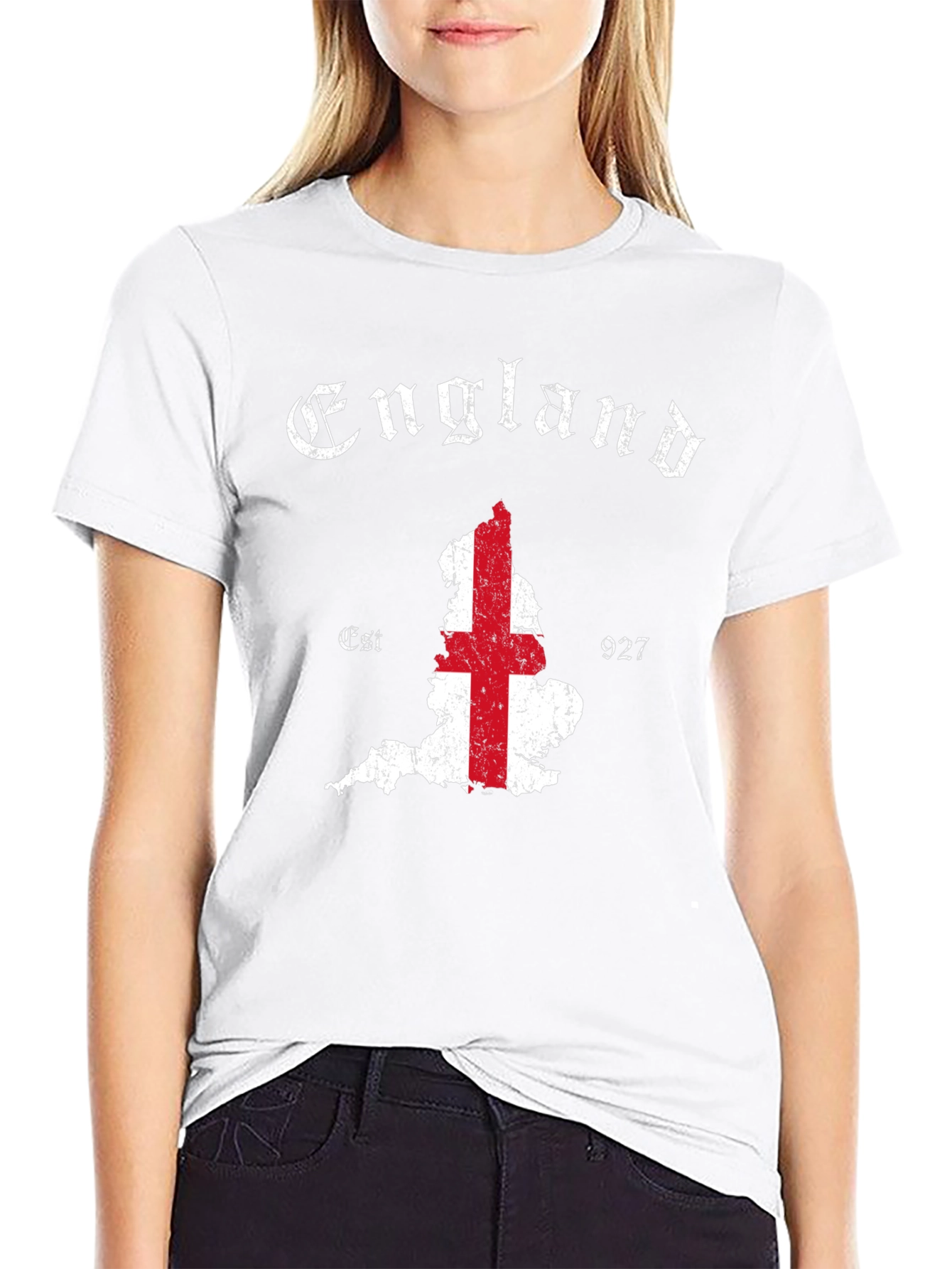 England Flag Graphic Tee - Black Cotton T-Shirt