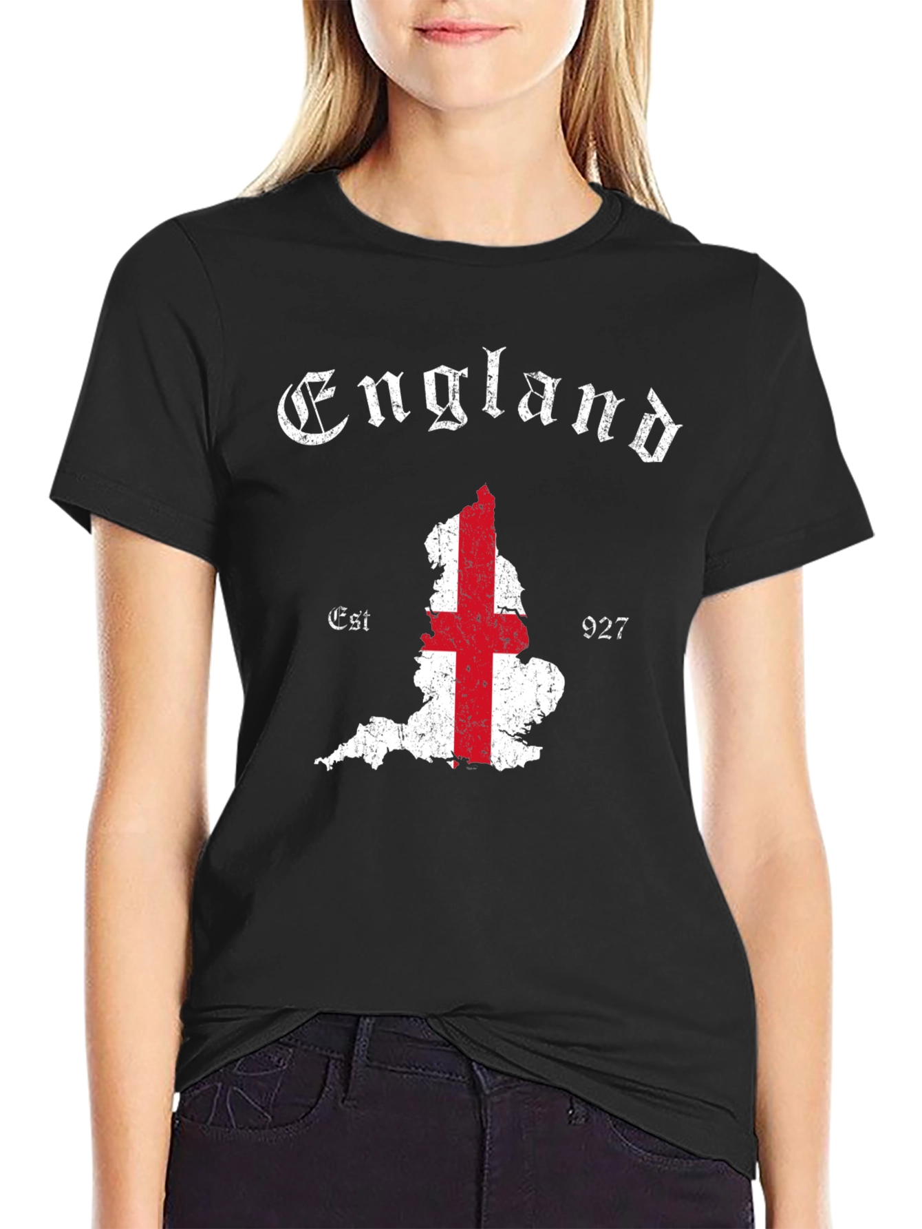 England Flag Graphic Tee - Black Cotton T-Shirt