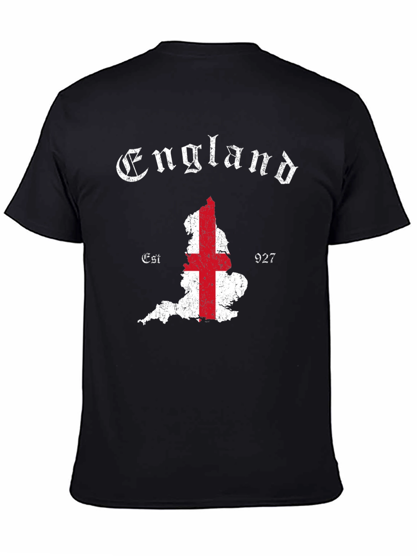 England Flag Graphic Tee - Black Cotton T-Shirt