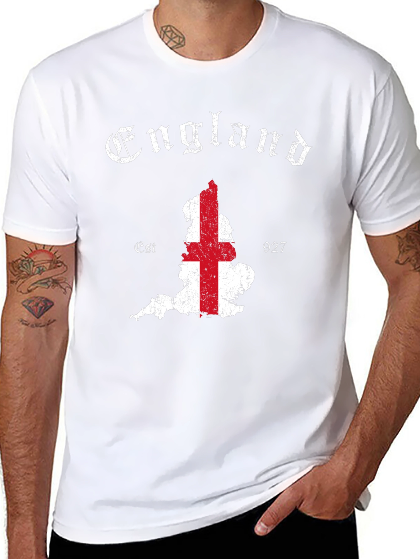 England Flag Graphic Tee - Black Cotton T-Shirt