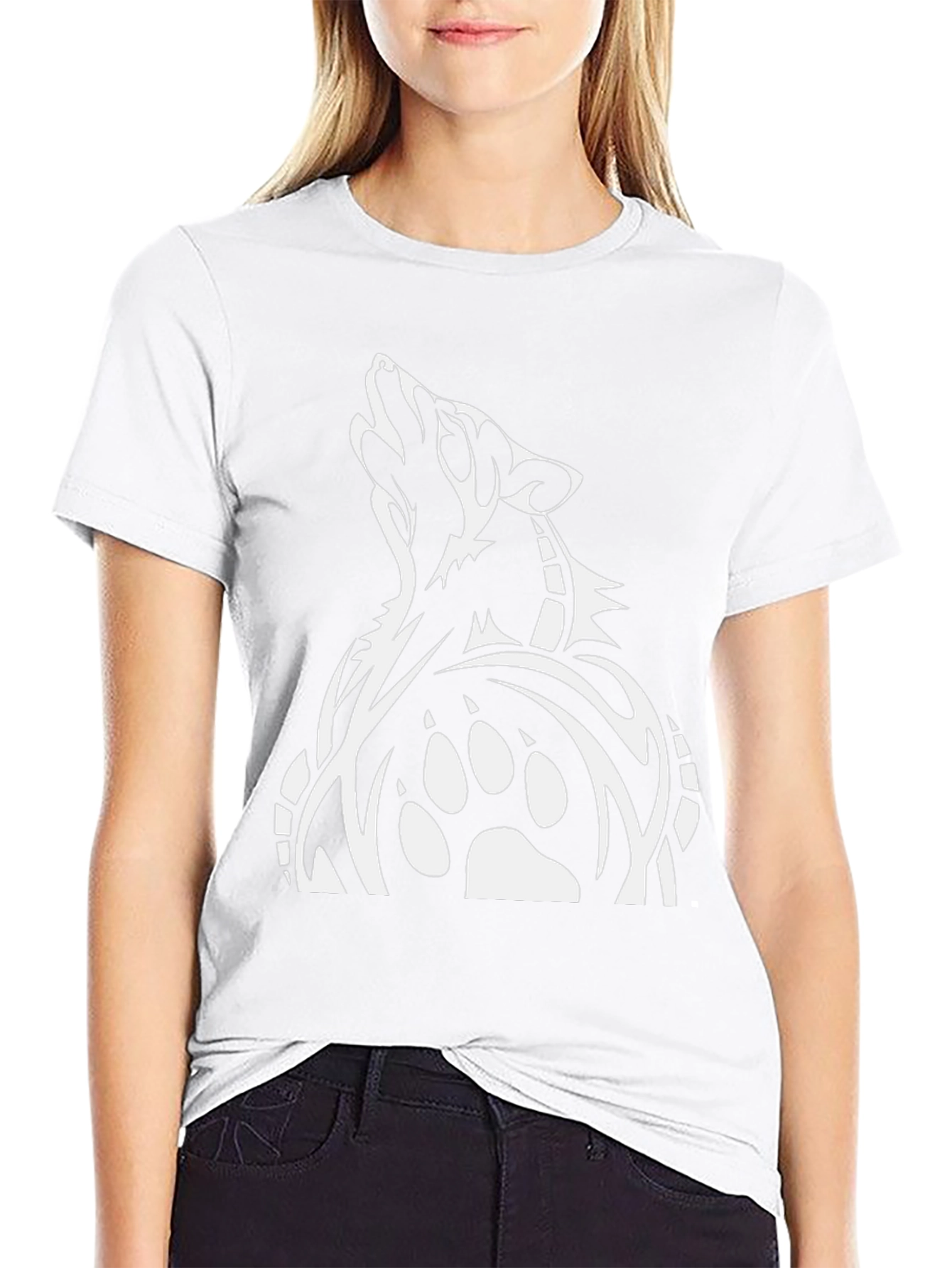 Wolf Paw Print Graphic Tee - Black Cotton T-Shirt