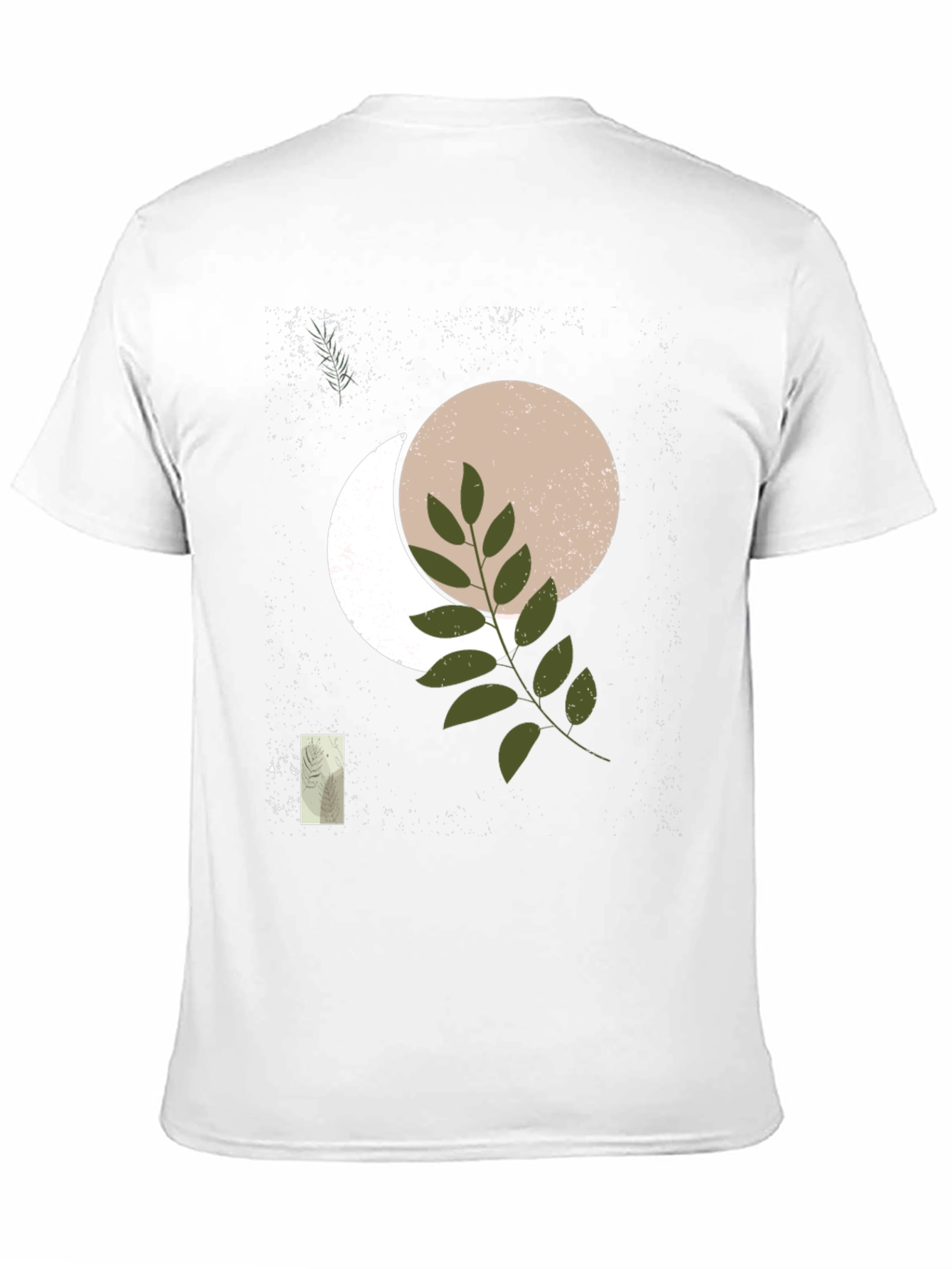 Abstract Moon & Botanical Print Black T-Shirt
