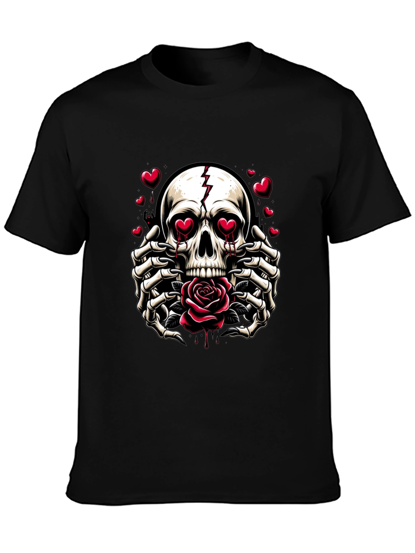 Skull & Rose Graphic Tee - Edgy Romantic Style