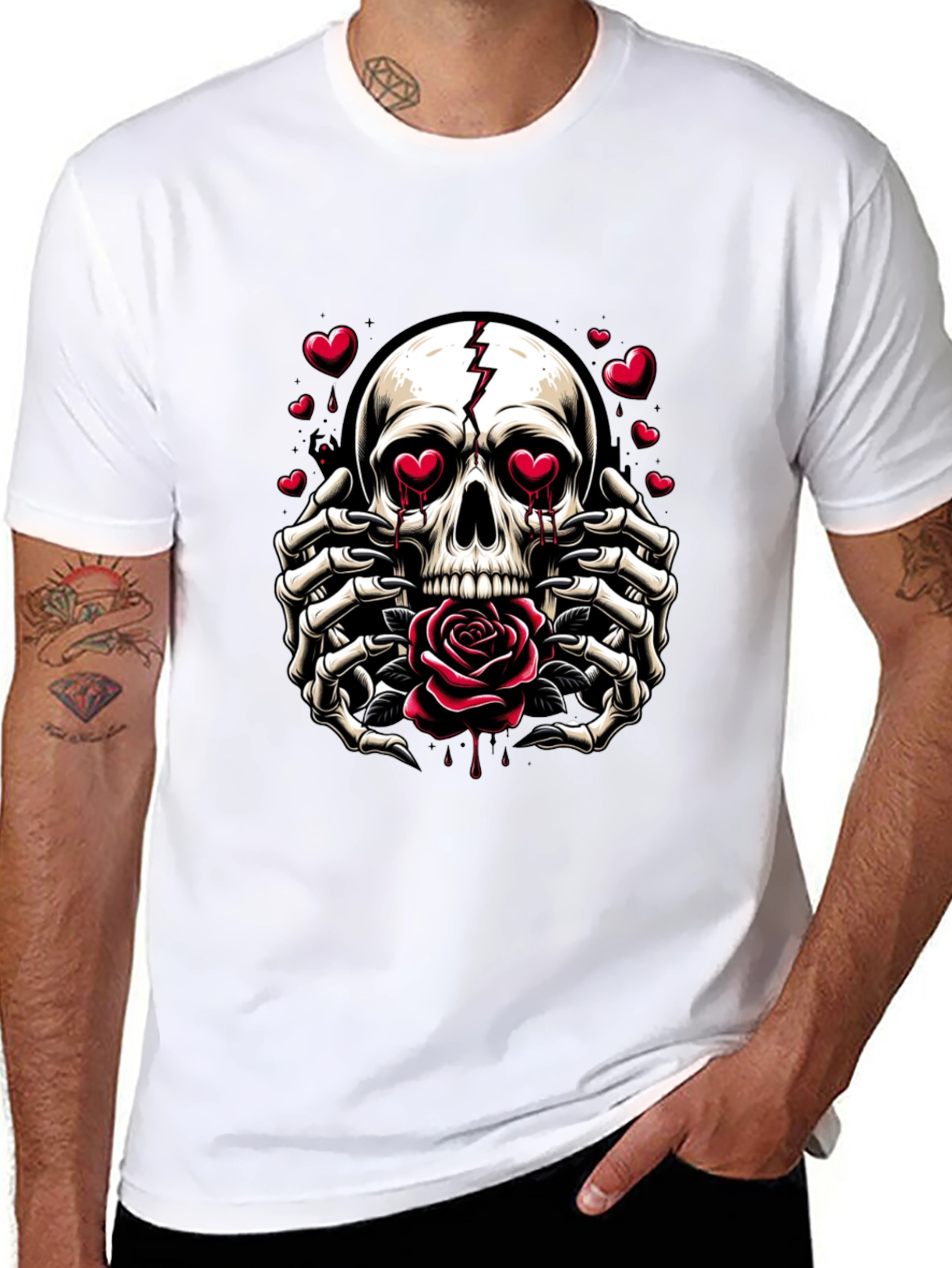 Skull & Rose Graphic Tee - Edgy Romantic Style