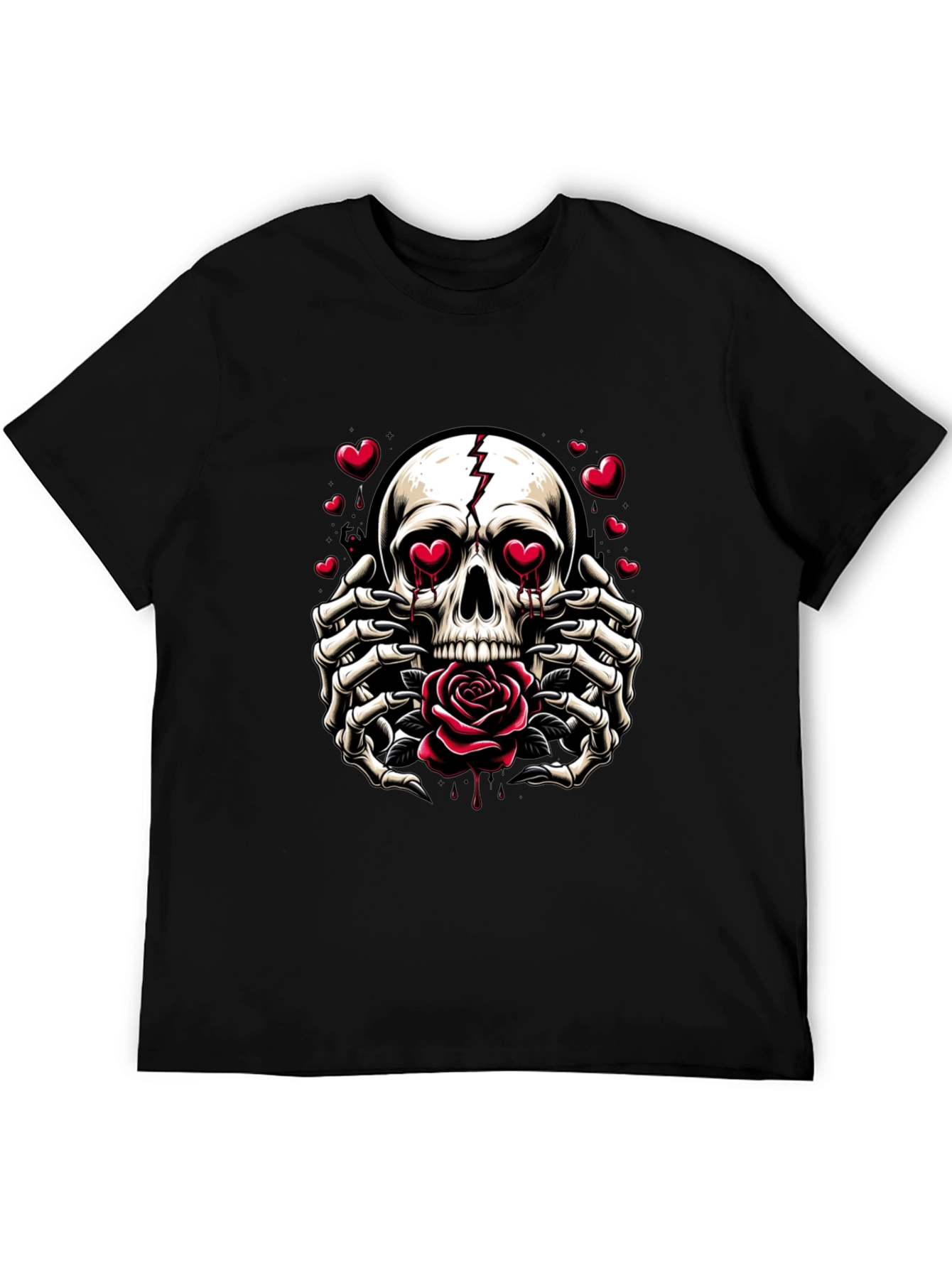 Skull & Rose Graphic Tee - Edgy Romantic Style