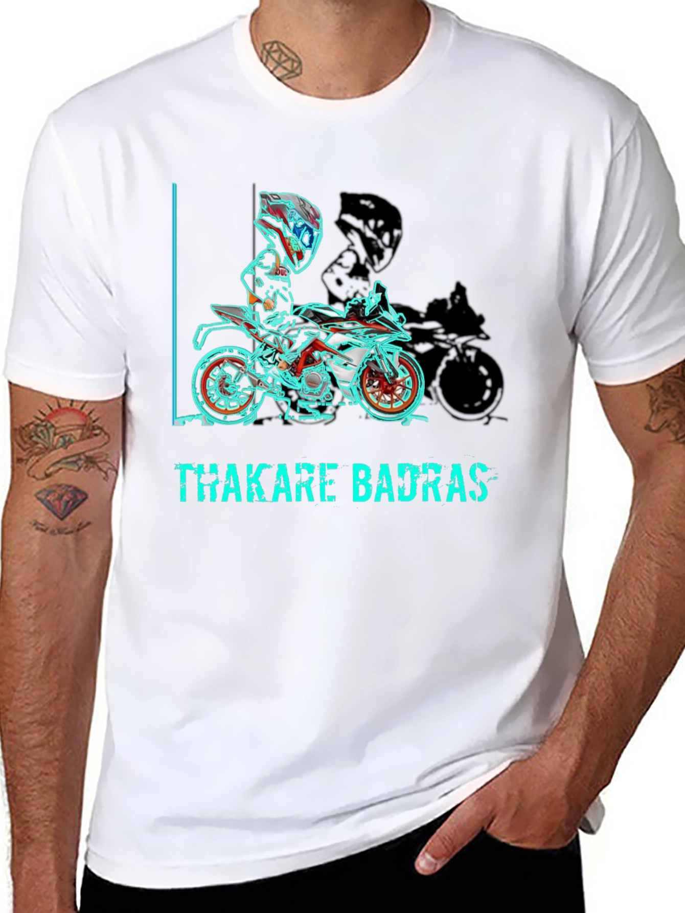 Thakare Badras Graphic Tee - Motorcycle Design