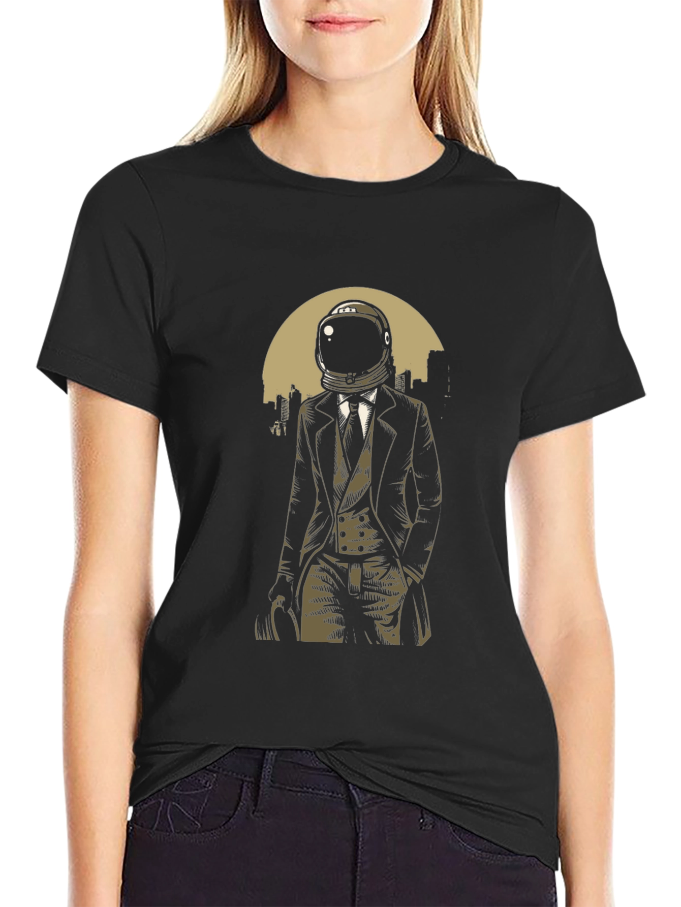 Astronaut in Suit Graphic T-Shirt - Black