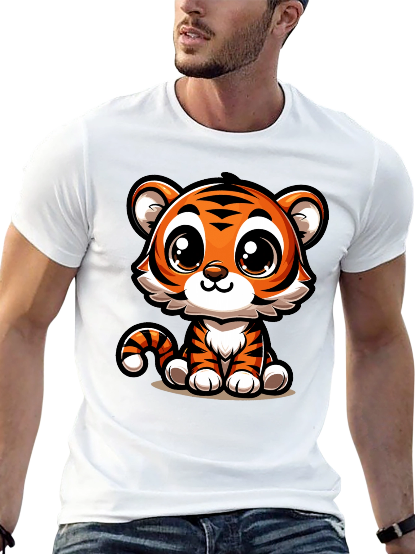 Cute Cartoon Tiger Graphic T-Shirt