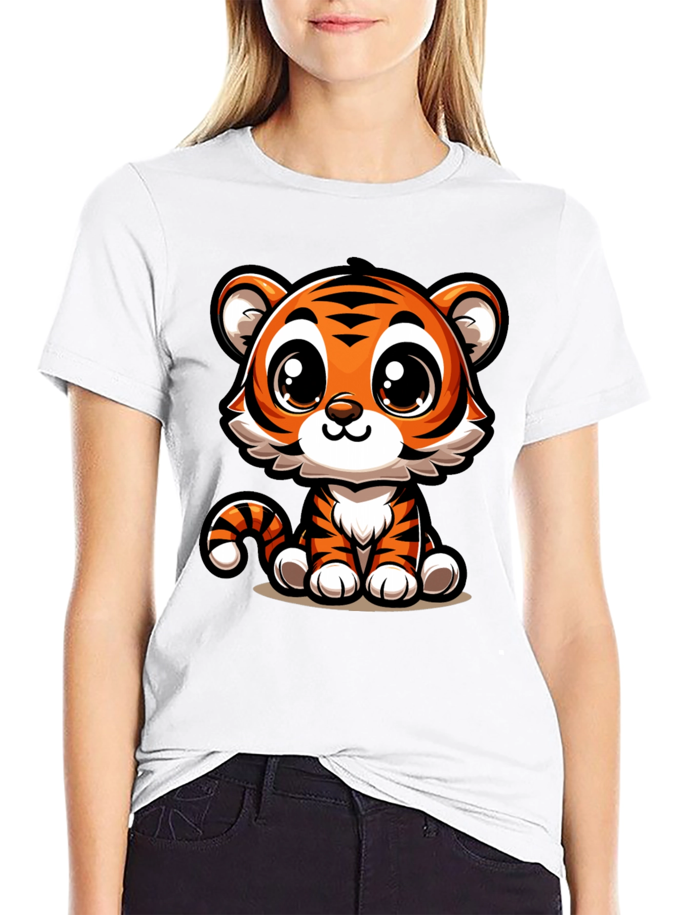 Cute Cartoon Tiger Graphic T-Shirt