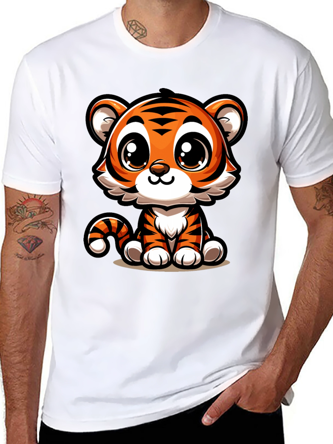 Cute Cartoon Tiger Graphic T-Shirt