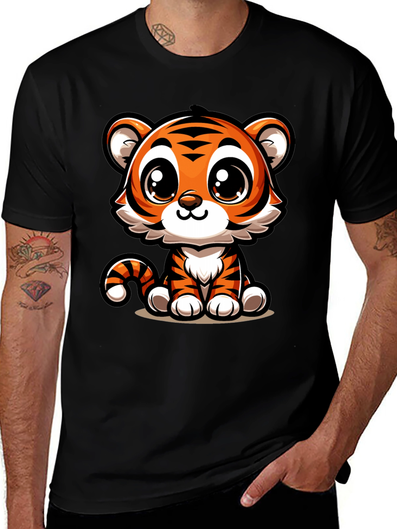 Cute Cartoon Tiger Graphic T-Shirt