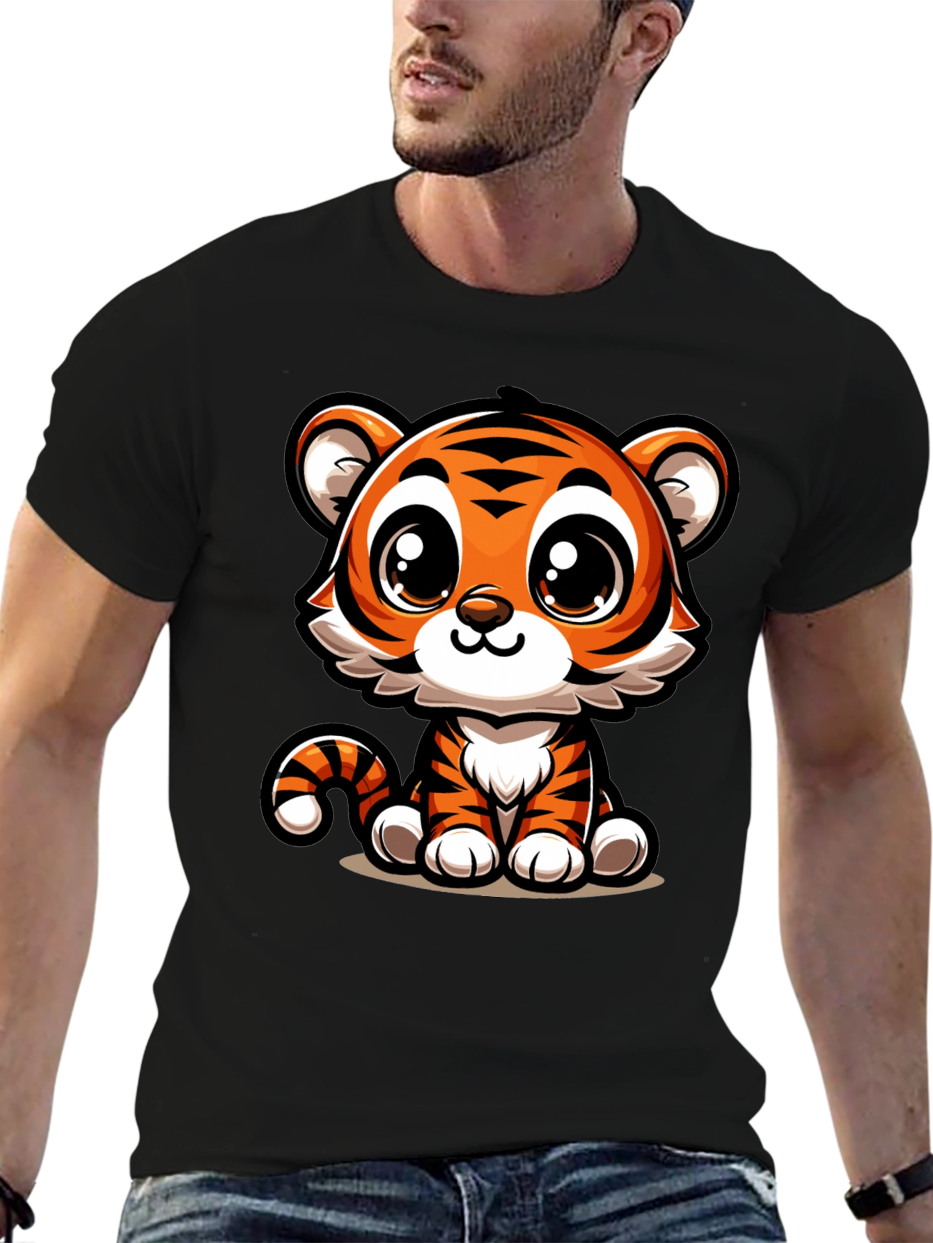 Cute Cartoon Tiger Graphic T-Shirt