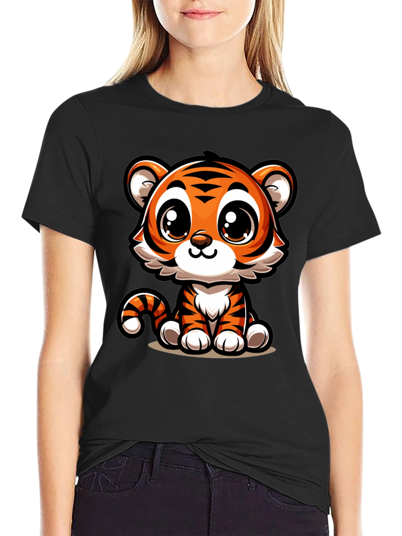Cute Cartoon Tiger Graphic T-Shirt