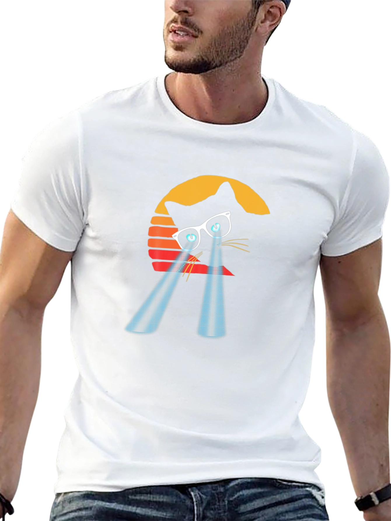 Retro Cat Laser Eye Graphic Tee