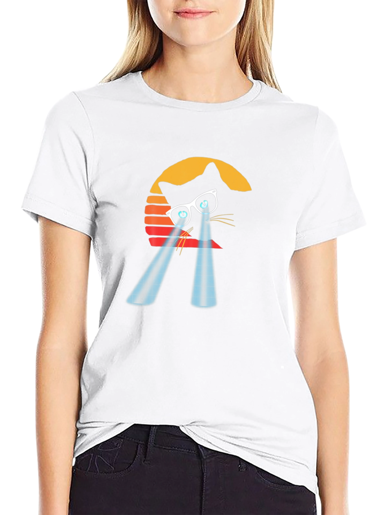 Retro Cat Laser Eye Graphic Tee
