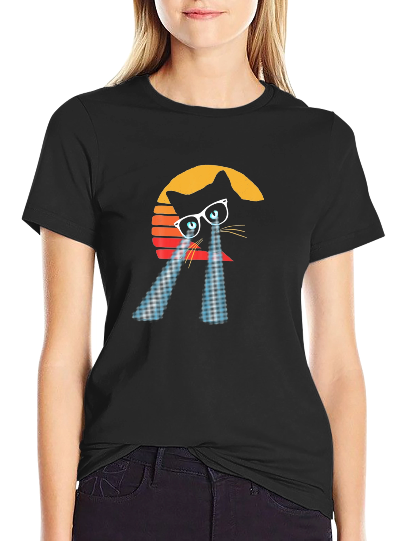 Retro Cat Laser Eye Graphic Tee