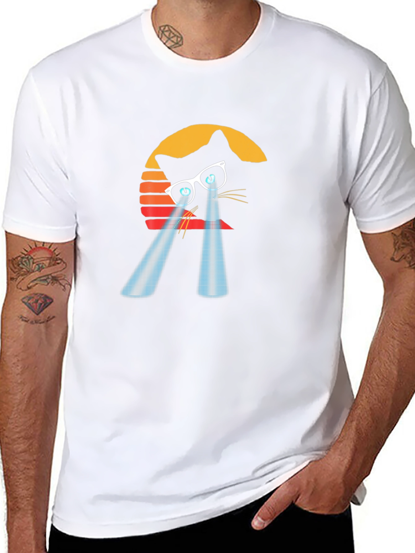 Retro Cat Laser Eye Graphic Tee
