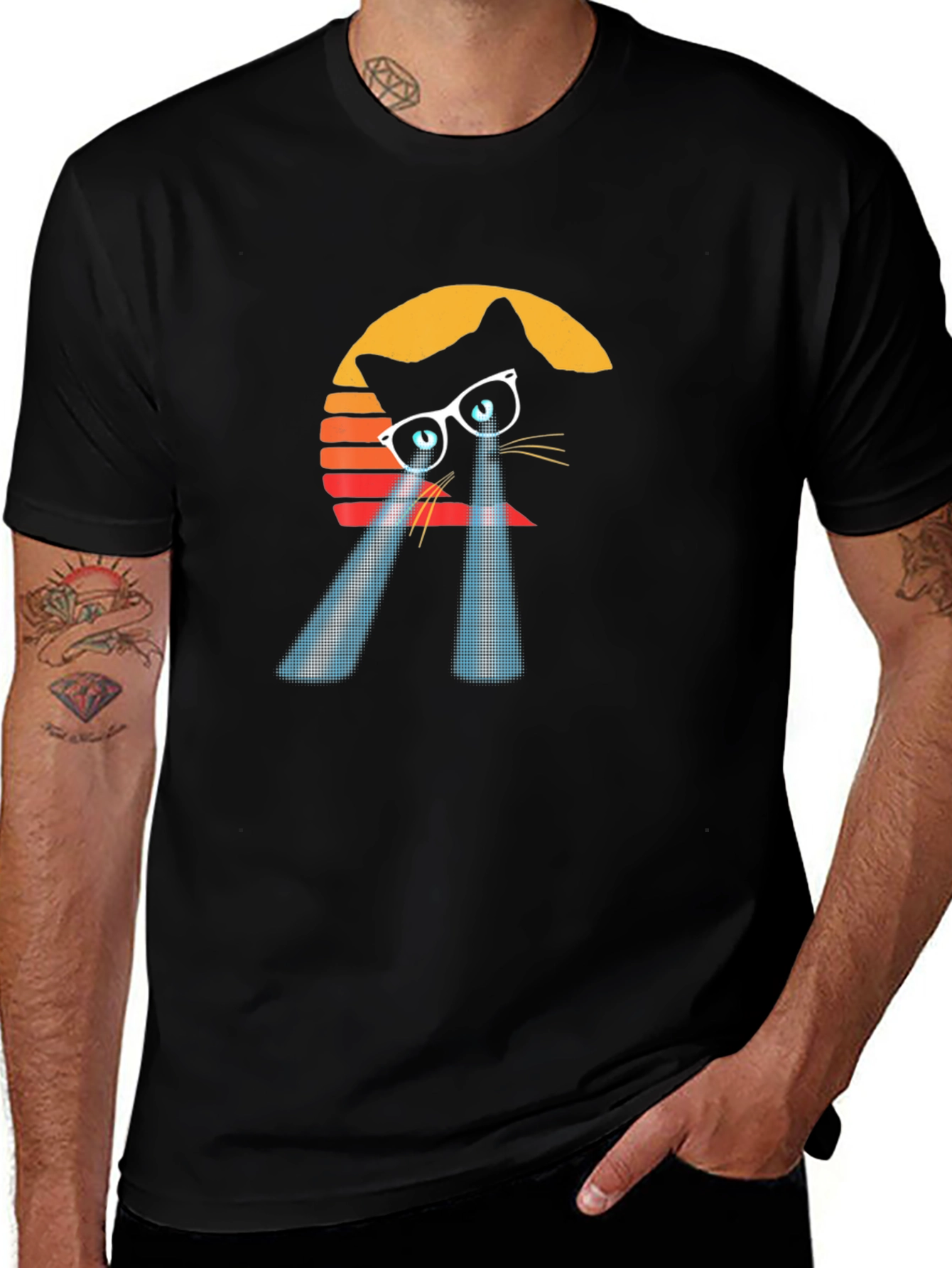 Retro Cat Laser Eye Graphic Tee