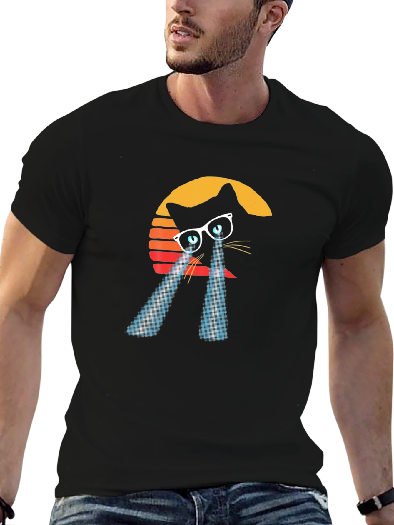 Retro Cat Laser Eye Graphic Tee