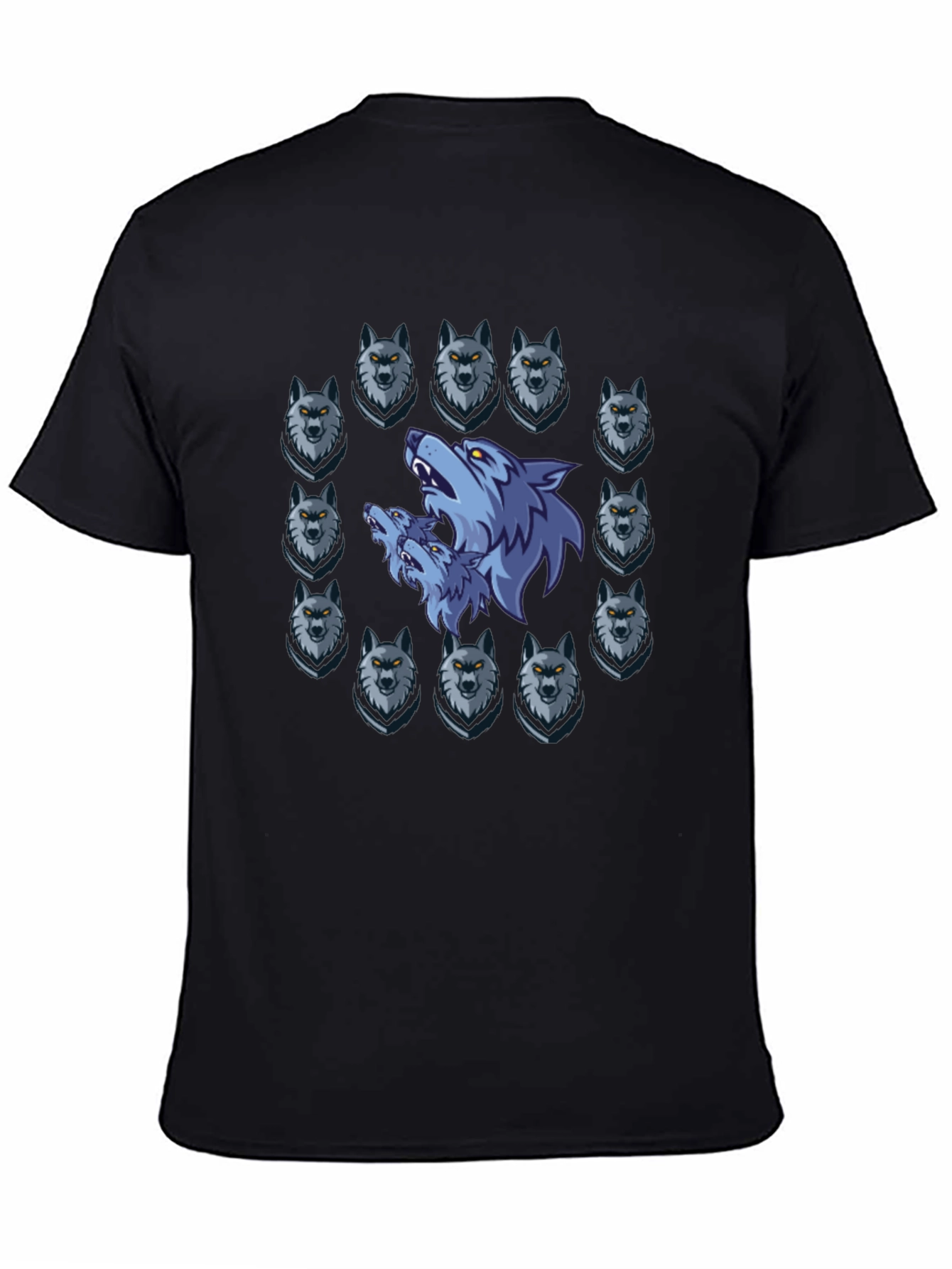 Wolf Pack Graphic Print Black T-Shirt