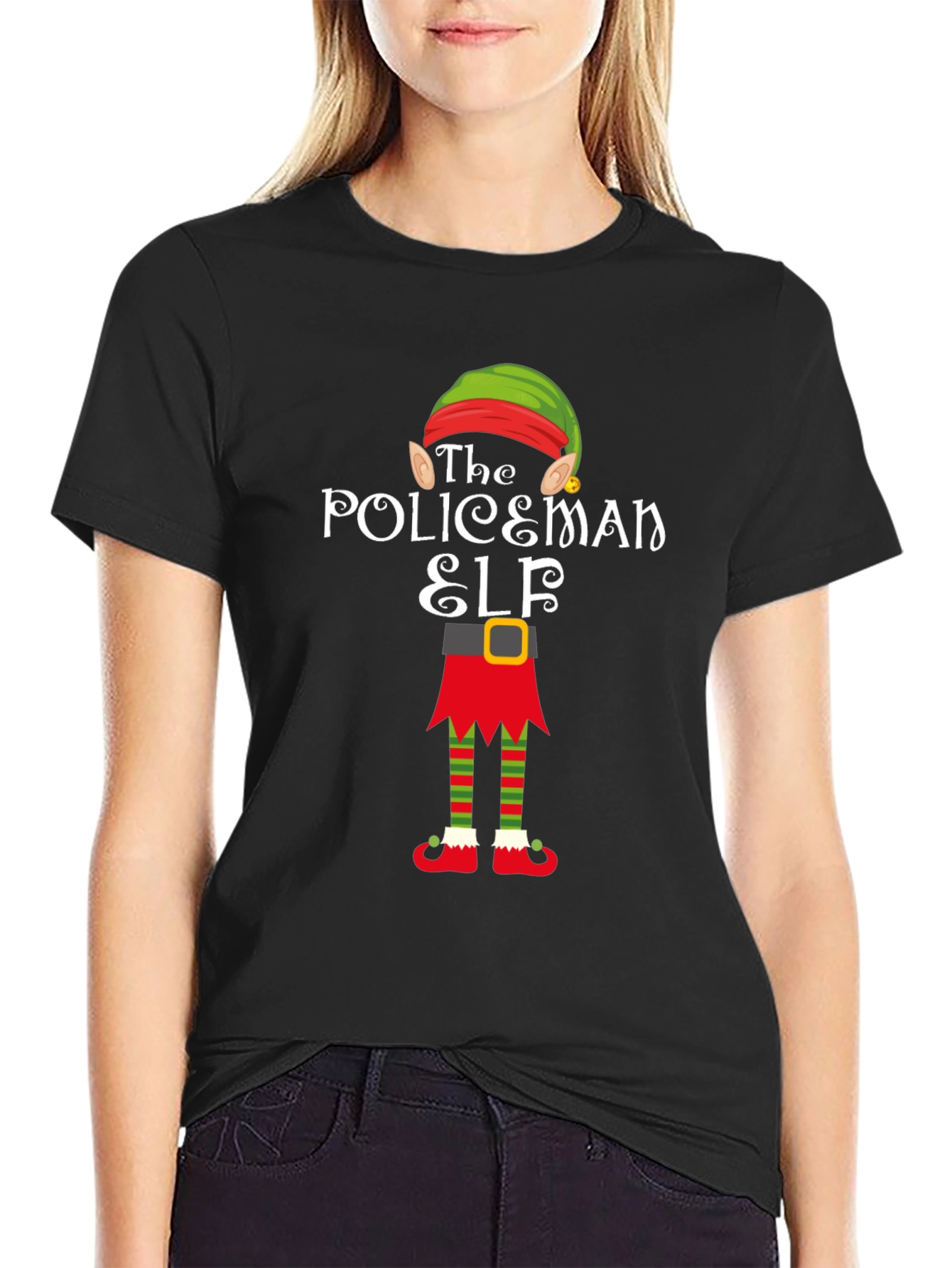The Policeman Elf Christmas Holiday T-Shirt