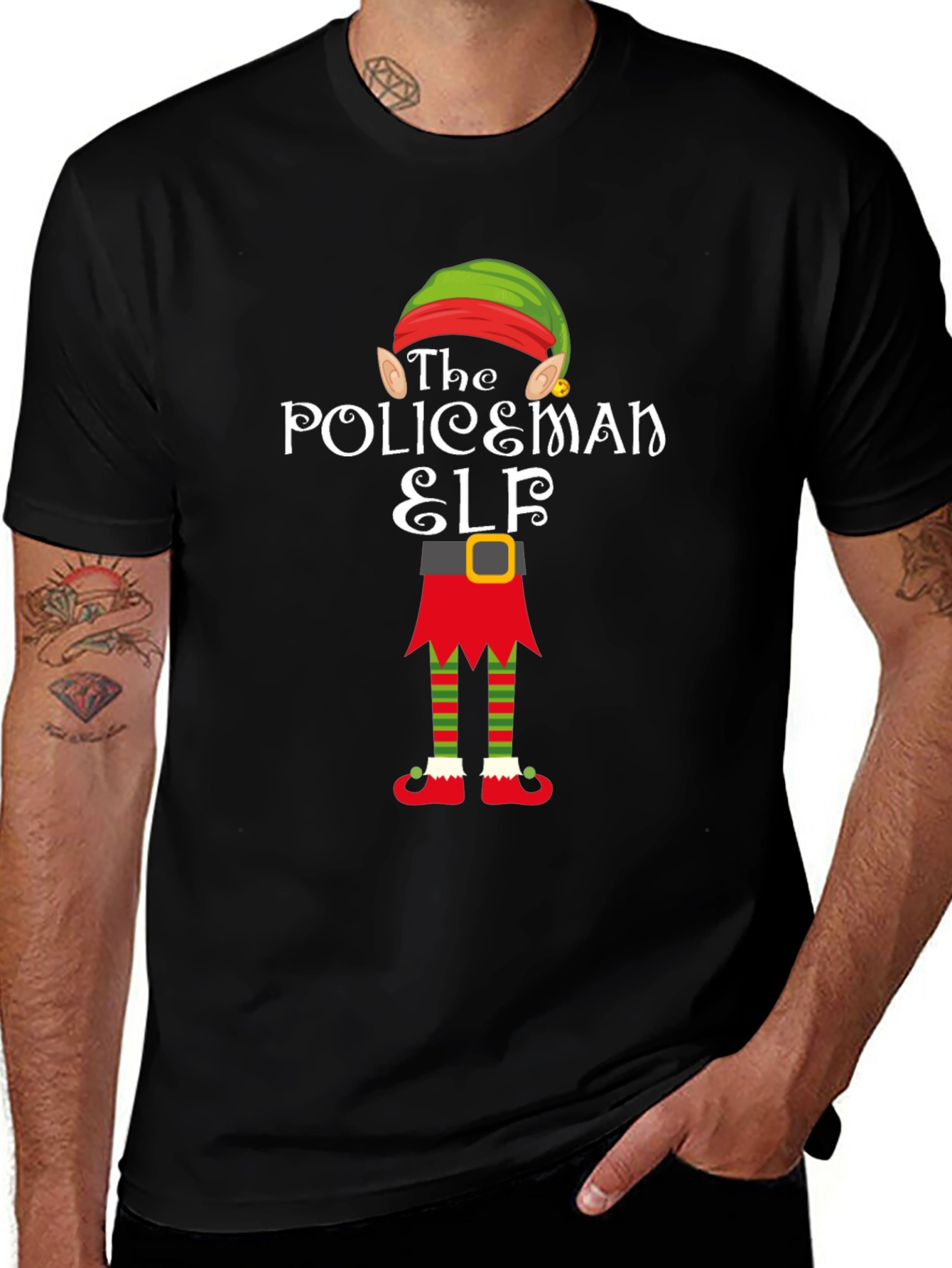 The Policeman Elf Christmas Holiday T-Shirt