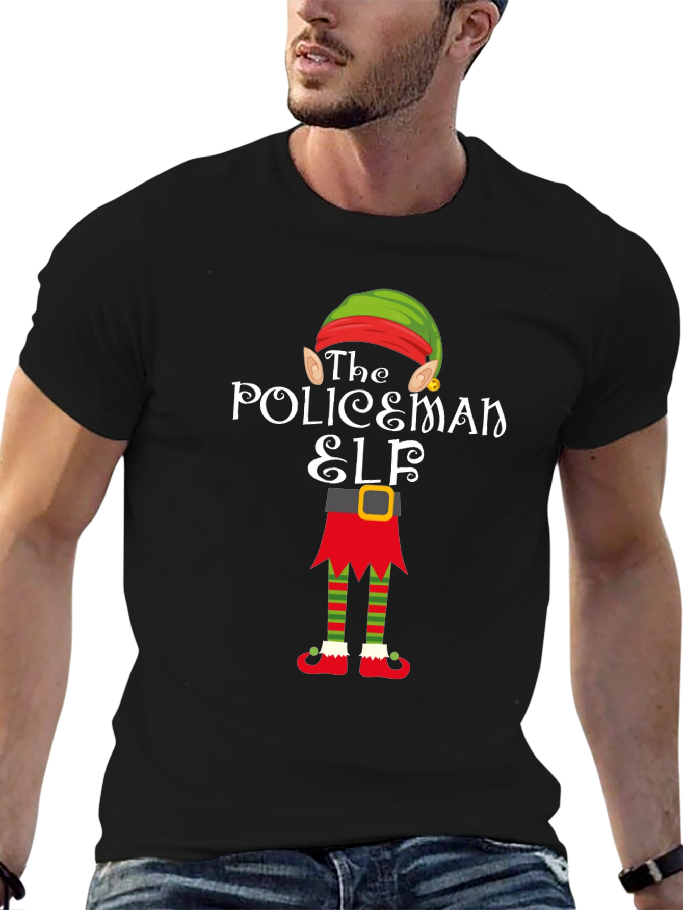 The Policeman Elf Christmas Holiday T-Shirt