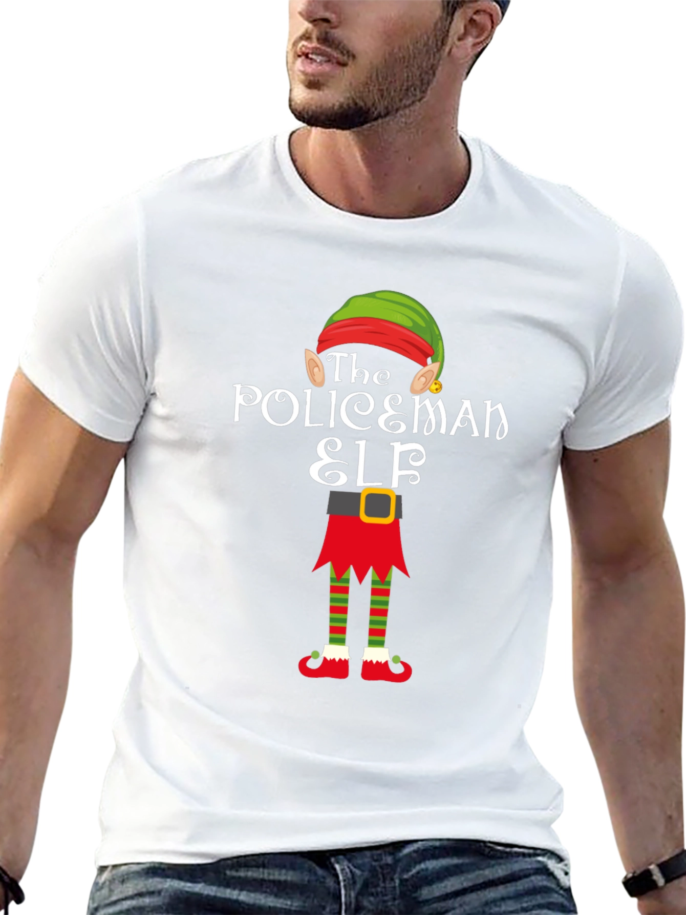 The Policeman Elf Christmas Holiday T-Shirt