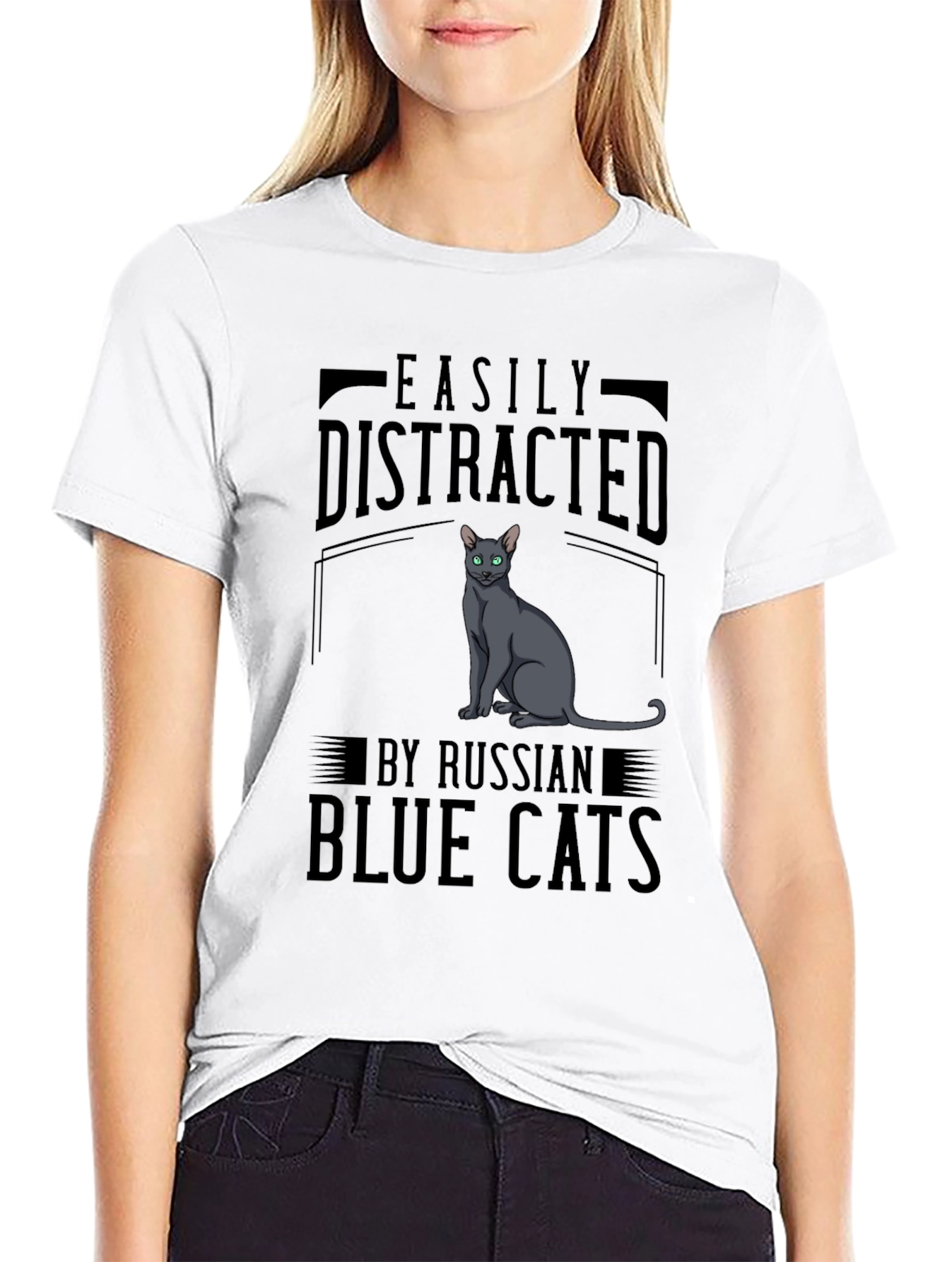 Easily Distracted by Russian Blue Cats T-Shirt