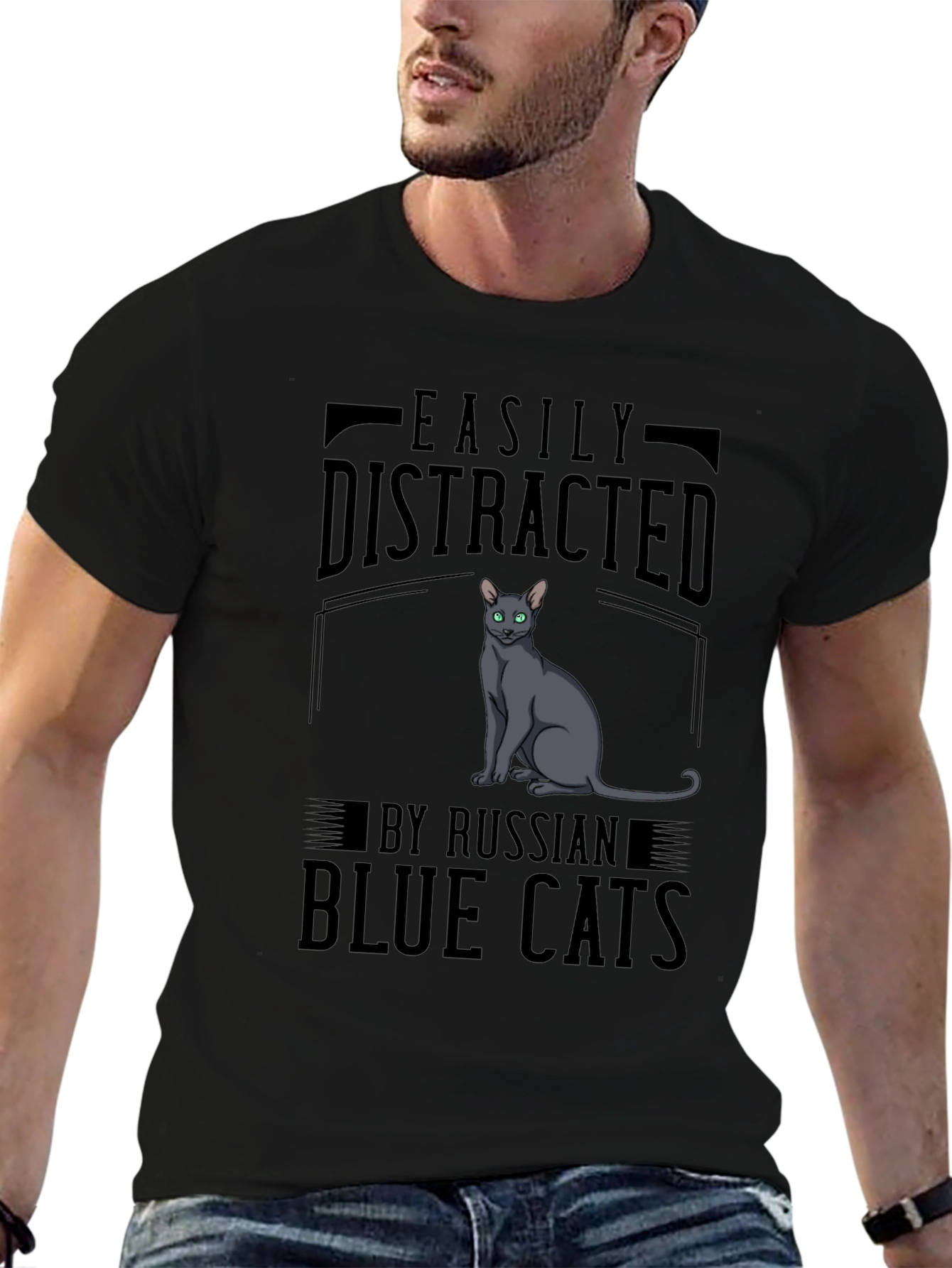Easily Distracted by Russian Blue Cats T-Shirt