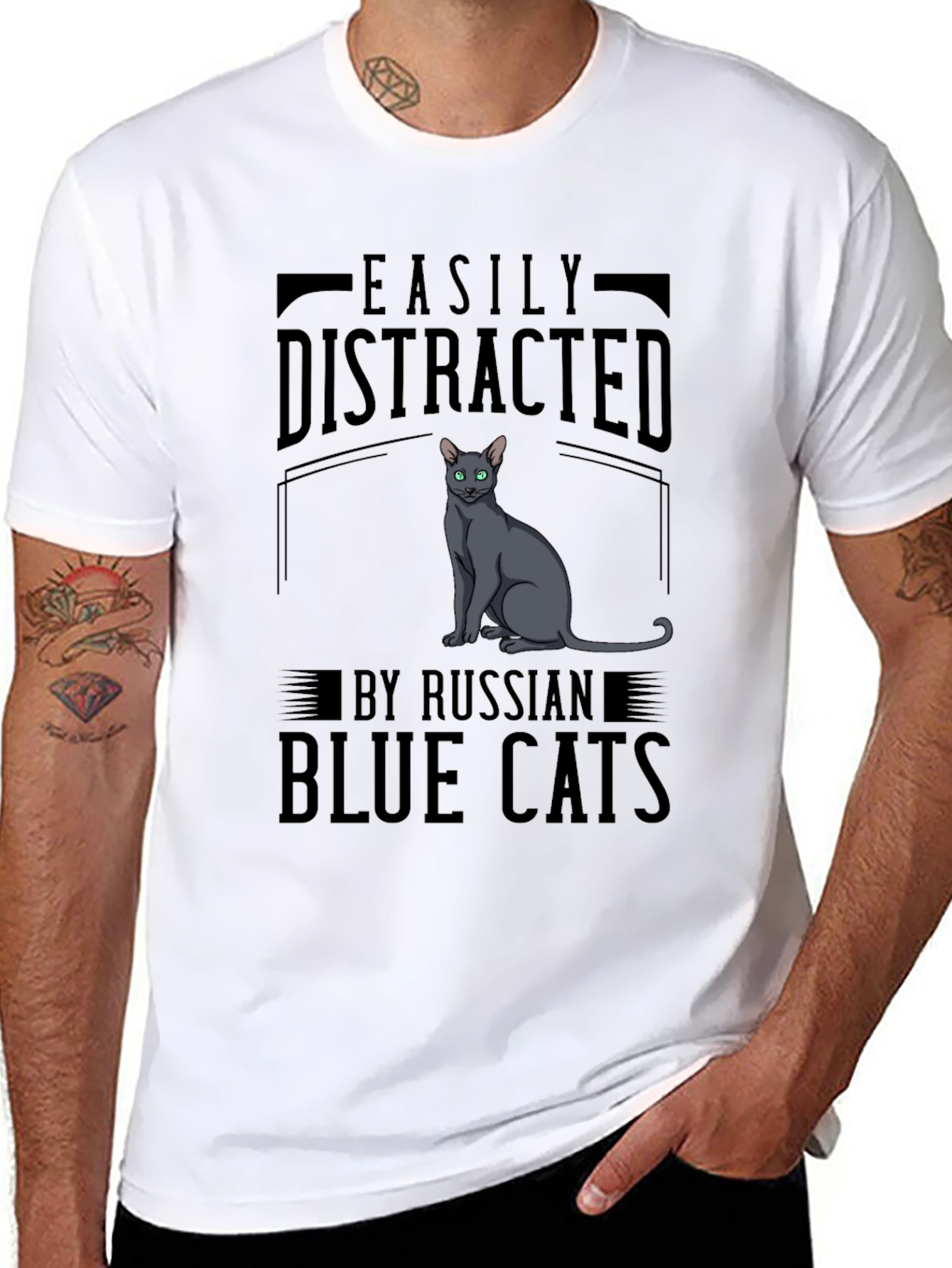 Easily Distracted by Russian Blue Cats T-Shirt