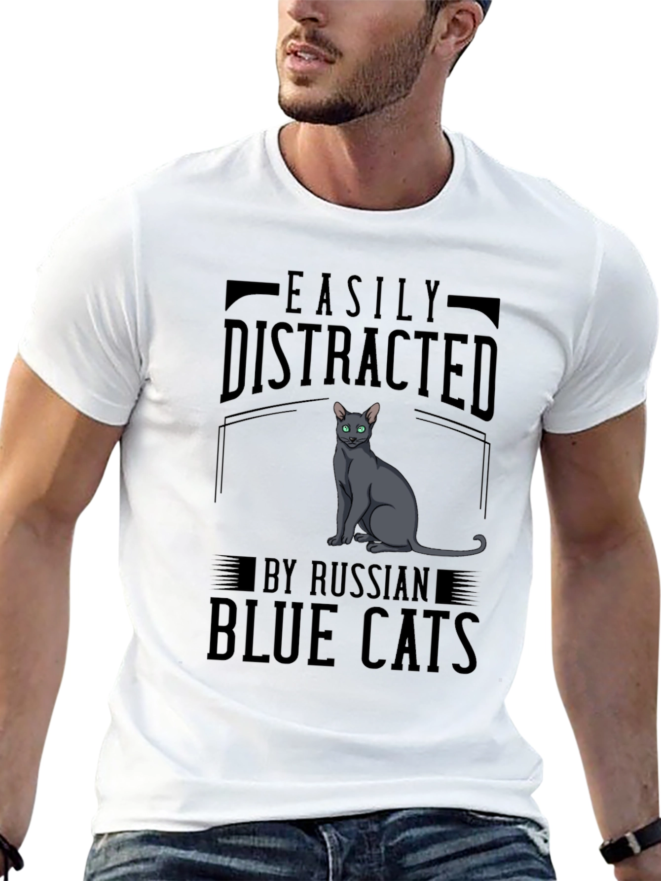 Easily Distracted by Russian Blue Cats T-Shirt