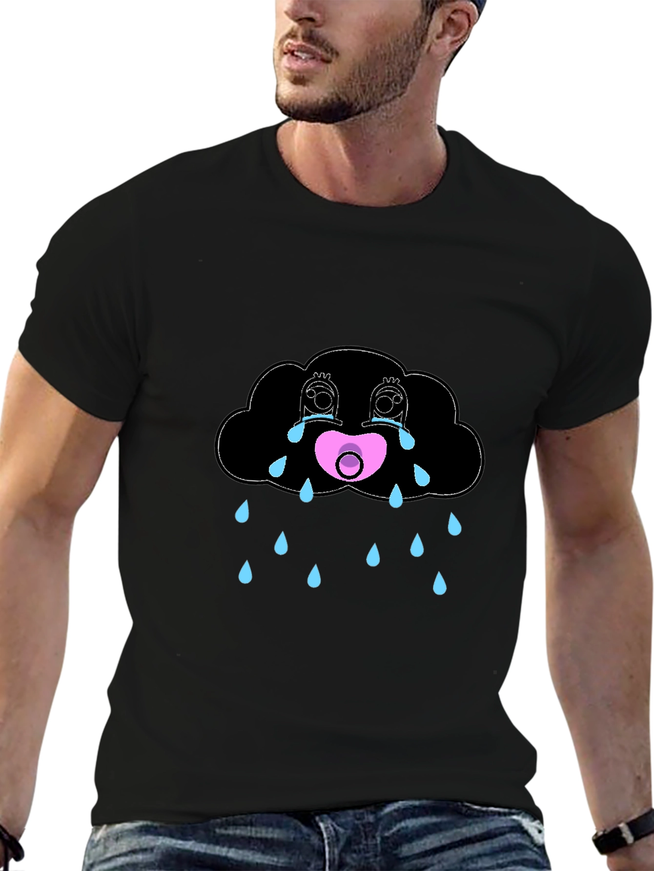 Sad Cloud Graphic Tee - Black Comfort Fit