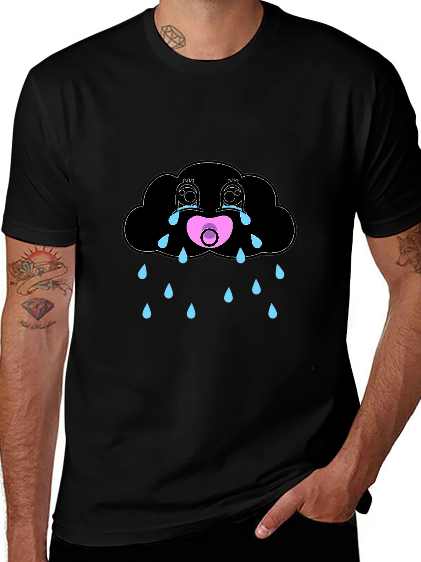 Sad Cloud Graphic Tee - Black Comfort Fit